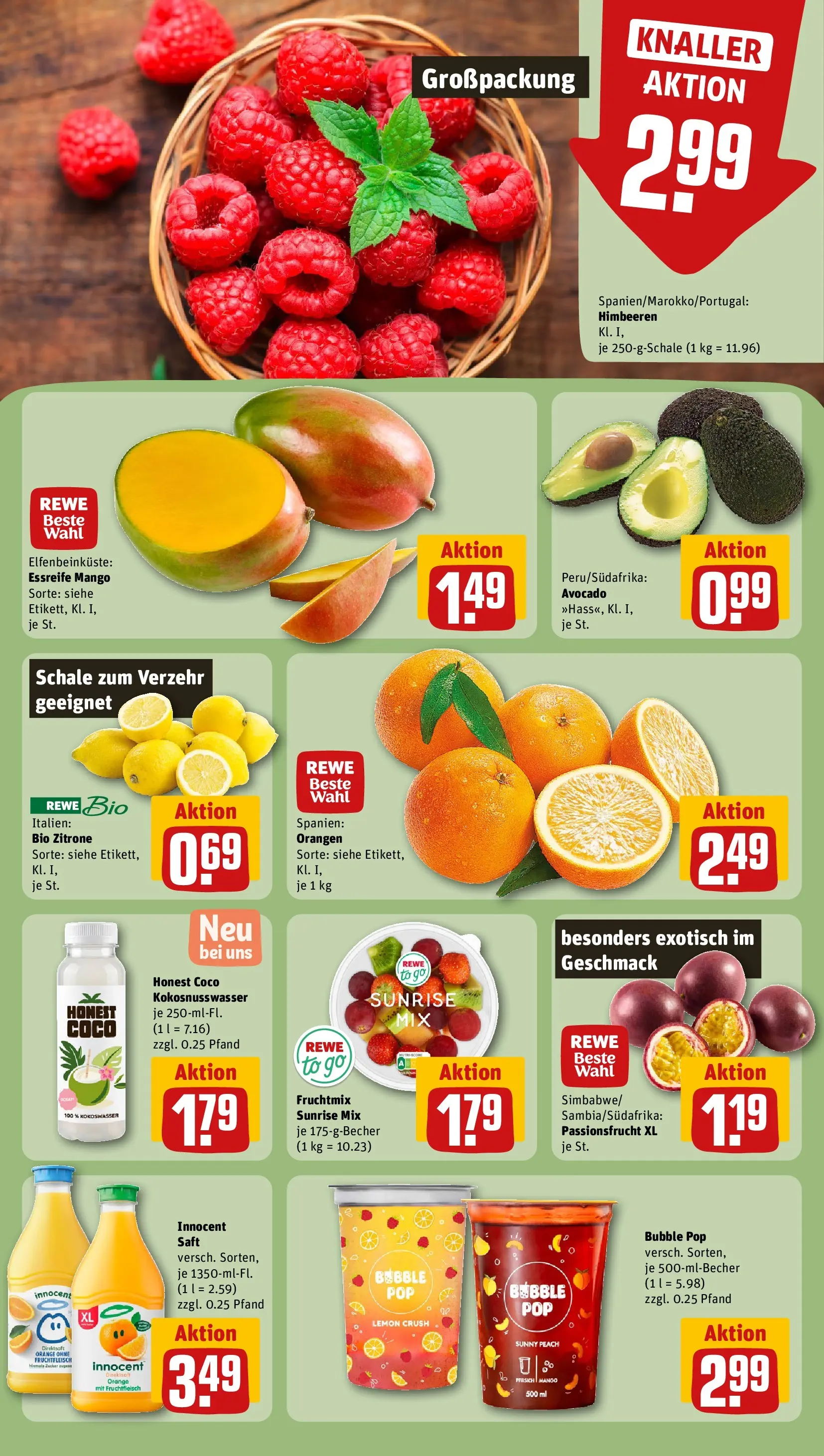 REWE Prospekt ab 27.04.2026 zum Blättern » Angebote | Seite: 6 | Produkte: Zitrone, Mango, Pfirsich, Saft