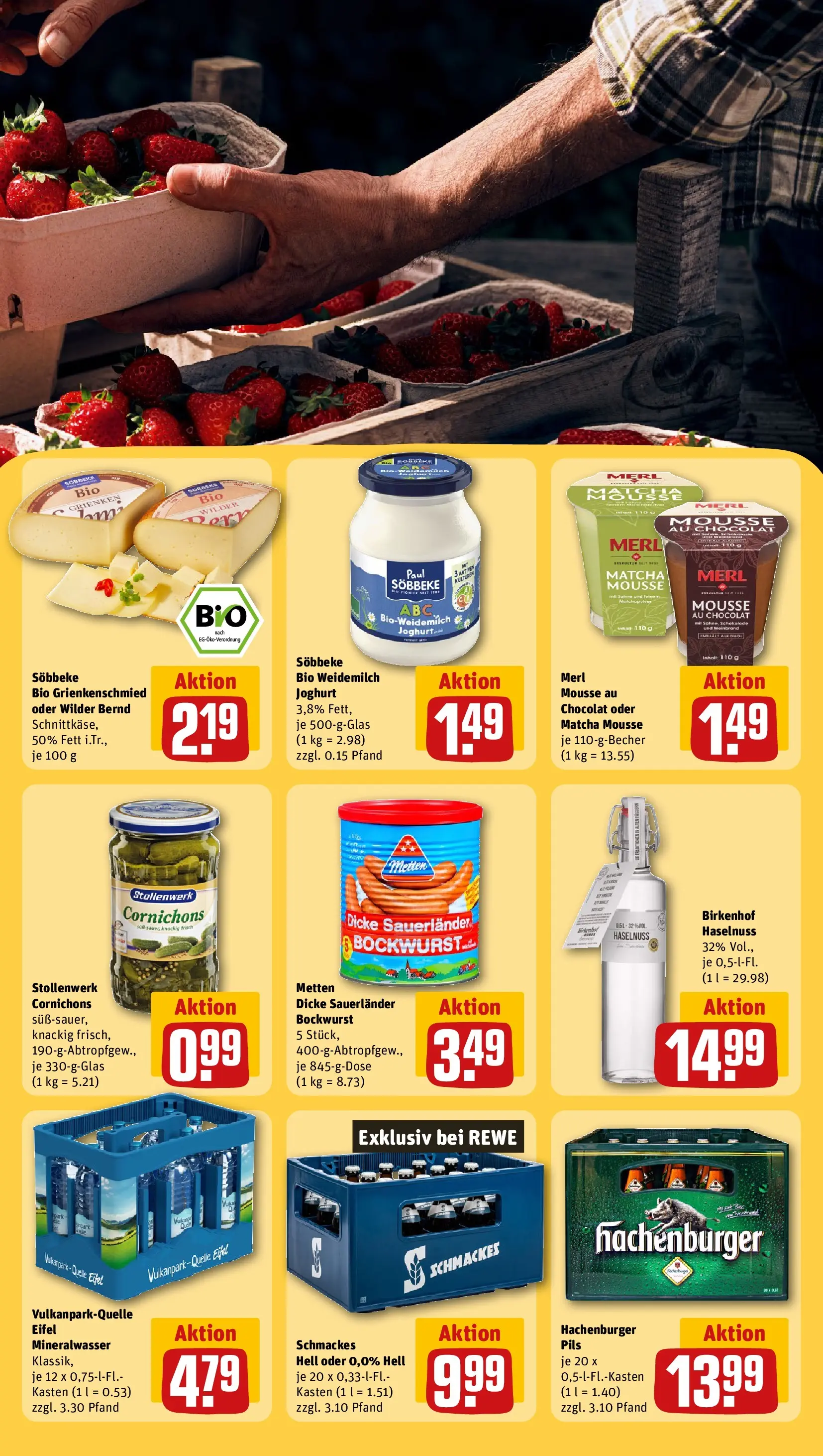REWE Prospekt ab 27.04.2026 zum Blättern » Angebote | Seite: 23 | Produkte: Bockwurst, Dicke sauerlander bockwurst, Schokolade, Mineralwasser