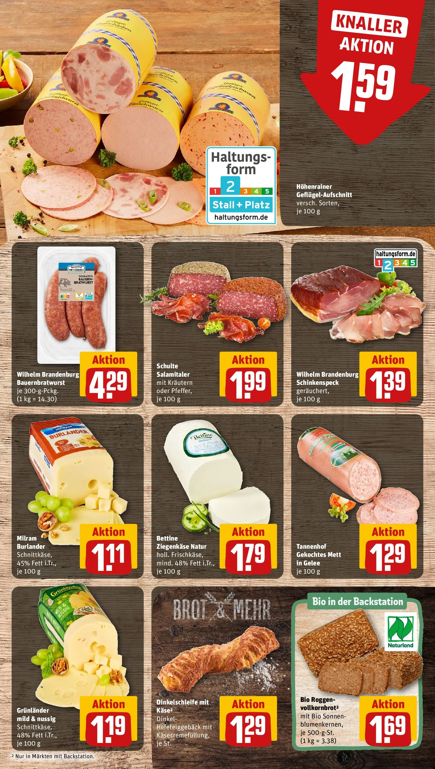 REWE Prospekt ab 27.04.2026 zum Blättern » Angebote | Seite: 9 | Produkte: Ziegenkäse, Bratwurst, Grunlander, Brot