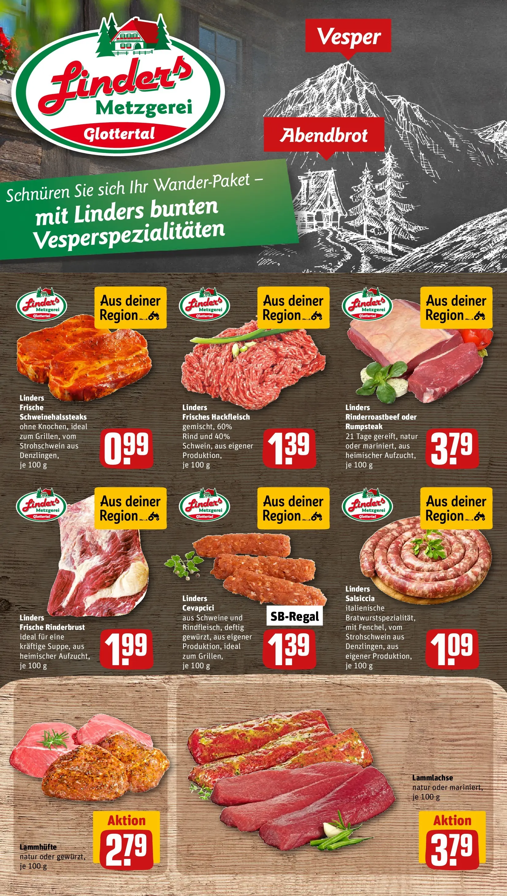 REWE Prospekt ab 27.04.2026 zum Blättern » Angebote | Seite: 10 | Produkte: Rumpsteak, Cevapcici, Roastbeef, Hackfleisch
