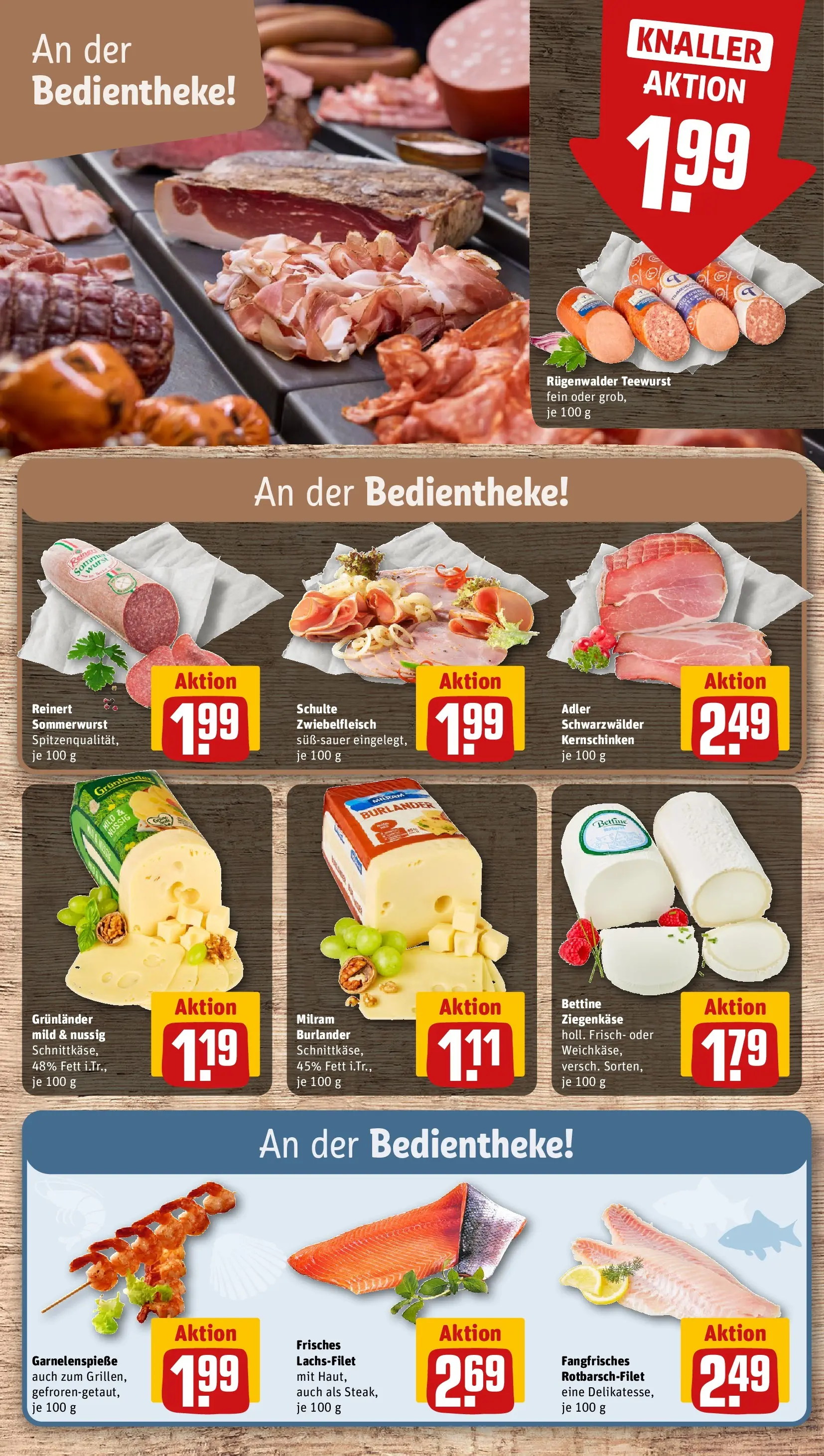 REWE Prospekt ab 27.04.2026 zum Blättern » Angebote | Seite: 9 | Produkte: Ziegenkäse, Grunlander, Milram, Wurst