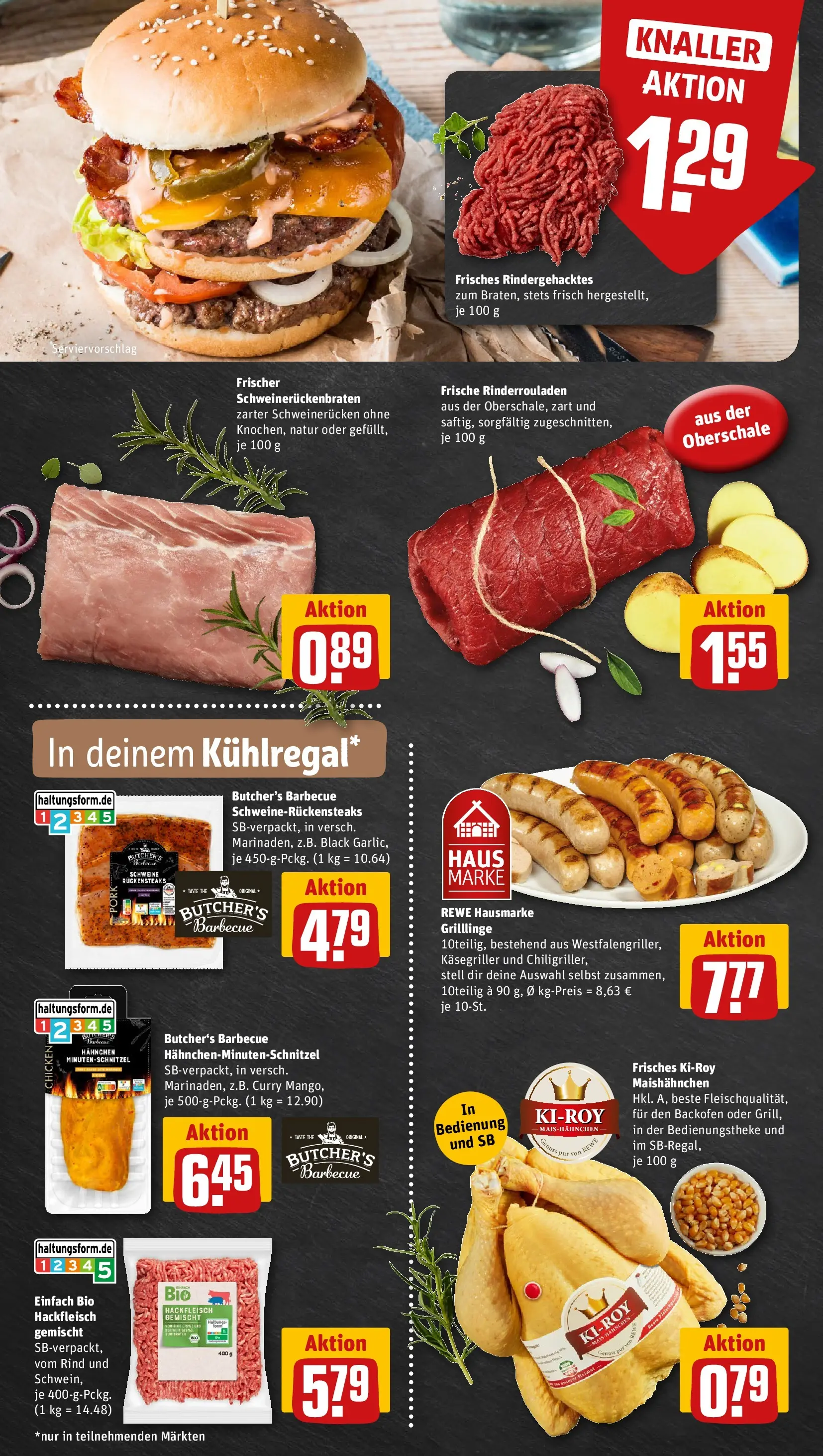 REWE Prospekt ab 27.04.2026 zum Blättern » Angebote | Seite: 6 | Produkte: Rinderrouladen, Backofen, Schweinerucken, Hackfleisch