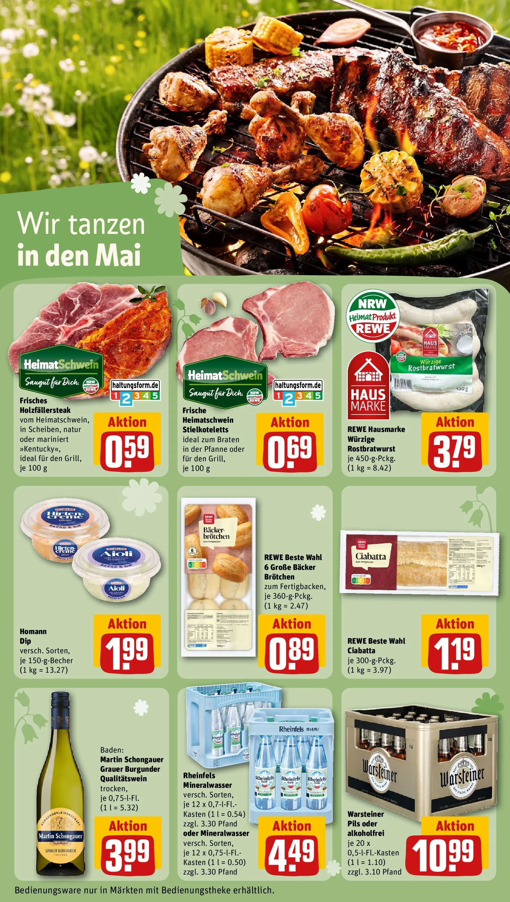 REWE Prospekt ab 27.04.2026 zum Blättern » Angebote | Seite: 16 | Produkte: Pils, Mineralwasser, Warsteiner, Steak