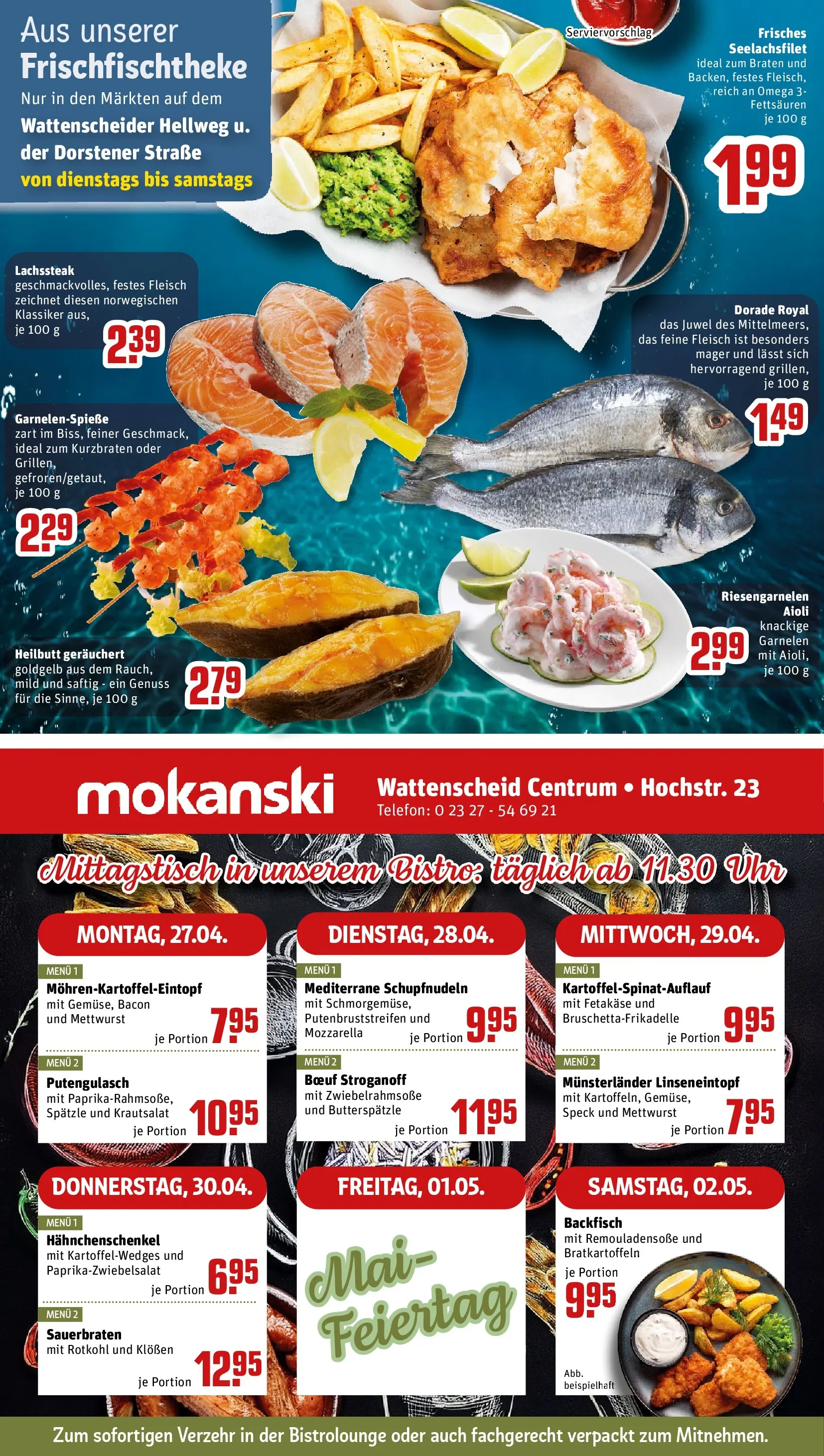 REWE Prospekt ab 27.04.2026 zum Blättern » Angebote | Seite: 30 | Produkte: Dorade, Hahnchenschenkel, Rotkohl, Uhr