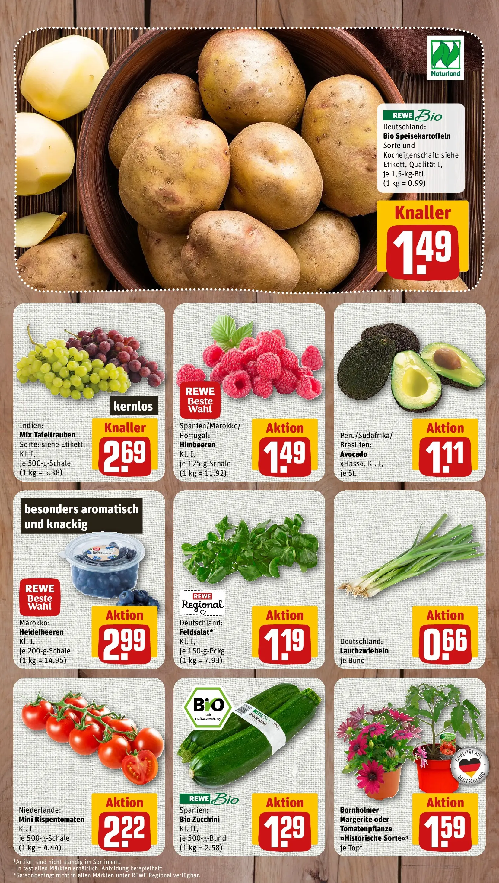 REWE Prospekt ab 27.04.2026 zum Blättern » Angebote | Seite: 3 | Produkte: Himbeeren, Heidelbeeren, Avocado, Zucchini