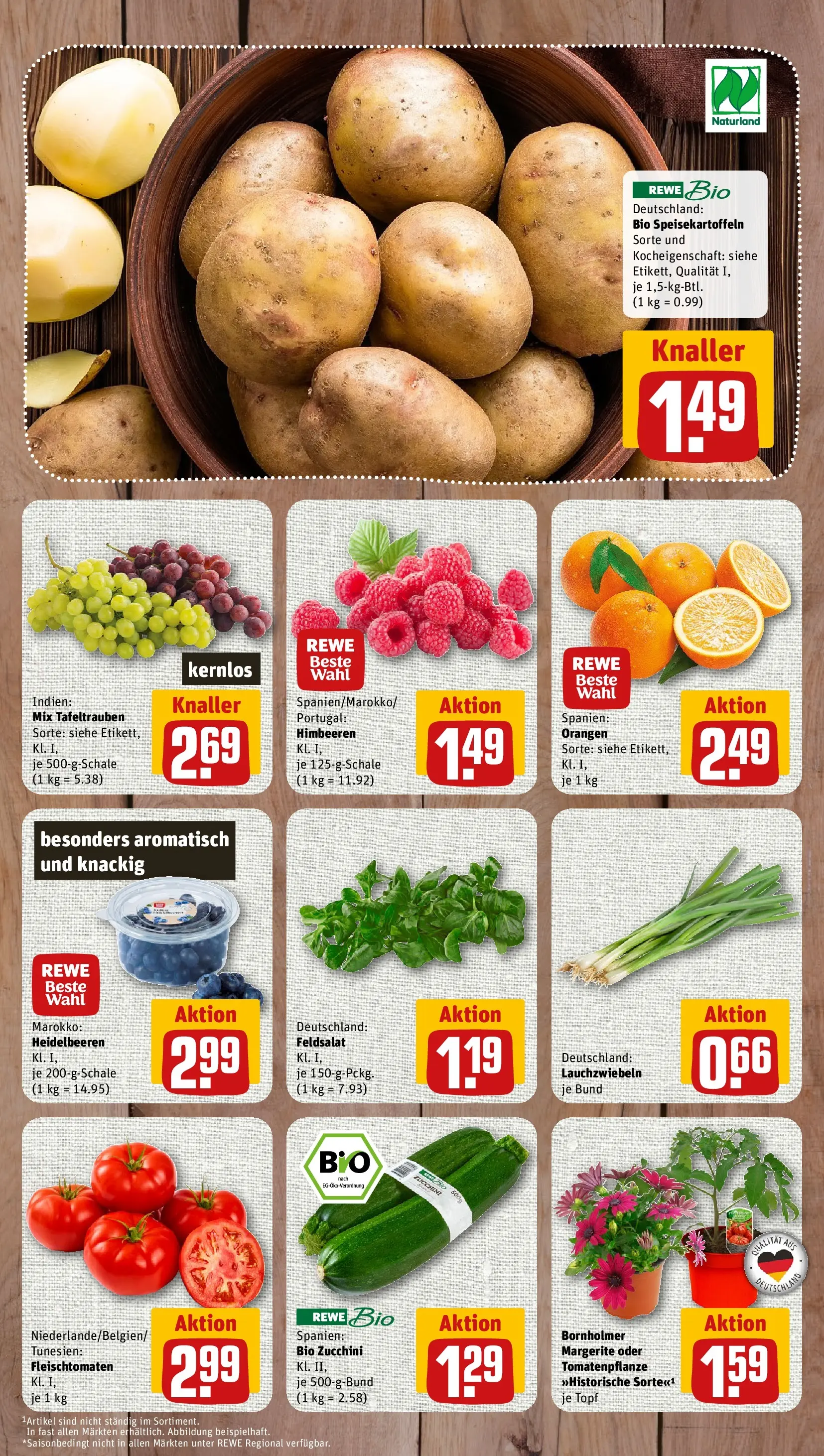 REWE Prospekt ab 27.04.2026 zum Blättern » Angebote | Seite: 3 | Produkte: Himbeeren, Orangen, Heidelbeeren, Zucchini