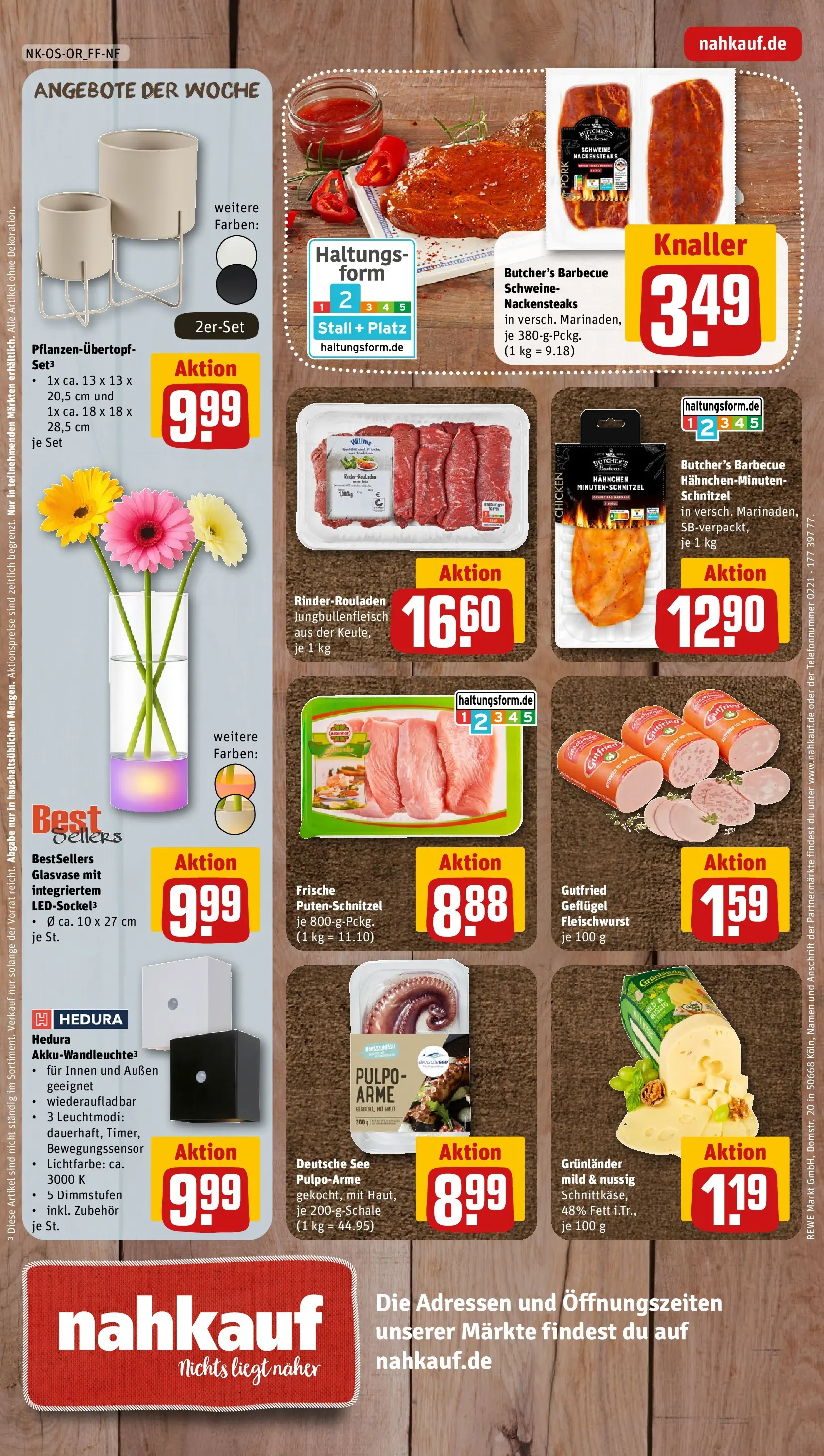 REWE Prospekt ab 27.04.2026 zum Blättern » Angebote | Seite: 8 | Produkte: Rinderrouladen, Nackensteaks, Vase, Putenschnitzel