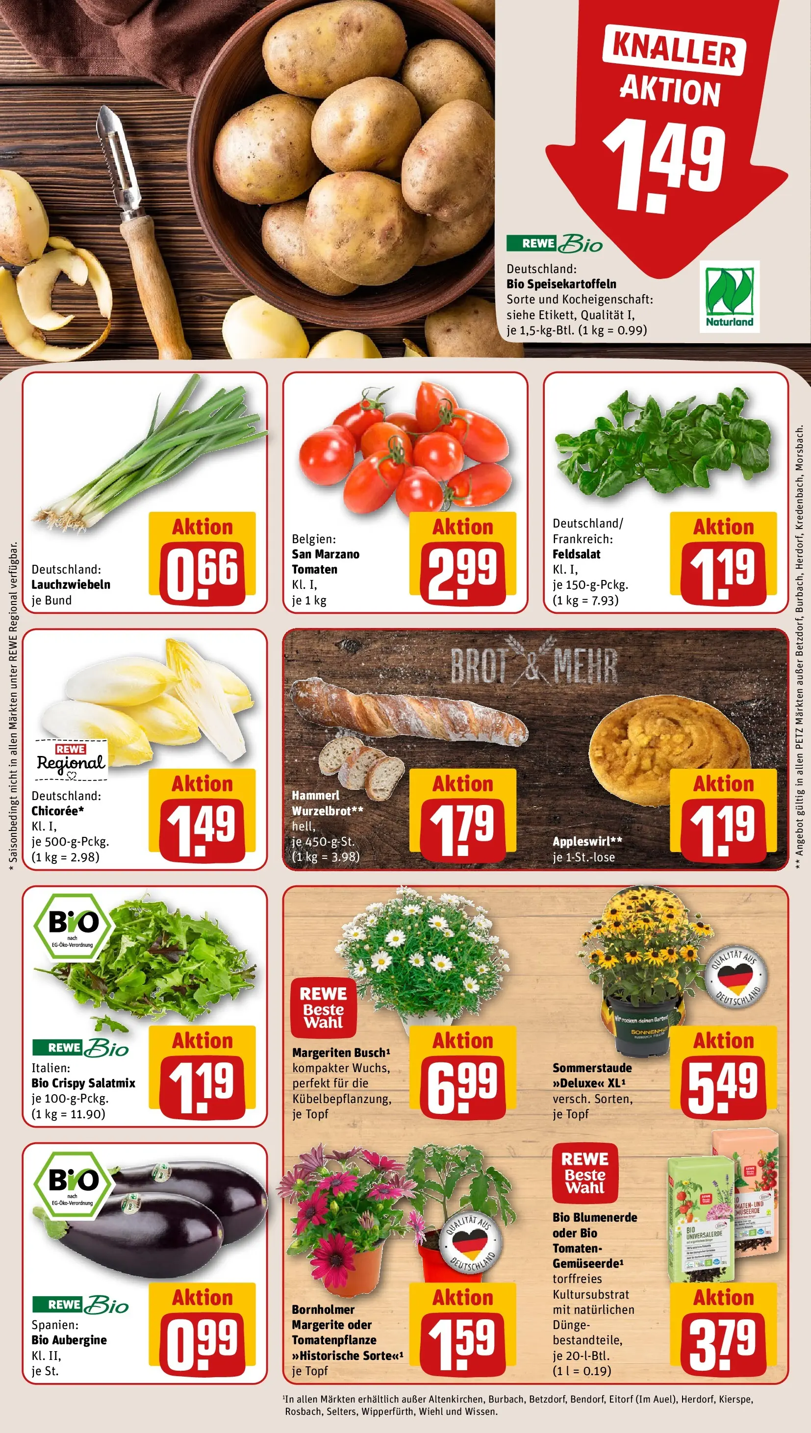 REWE Prospekt ab 27.04.2026 zum Blättern » Angebote | Seite: 7 | Produkte: Tomaten, Blumenerde, Aubergine, Brot
