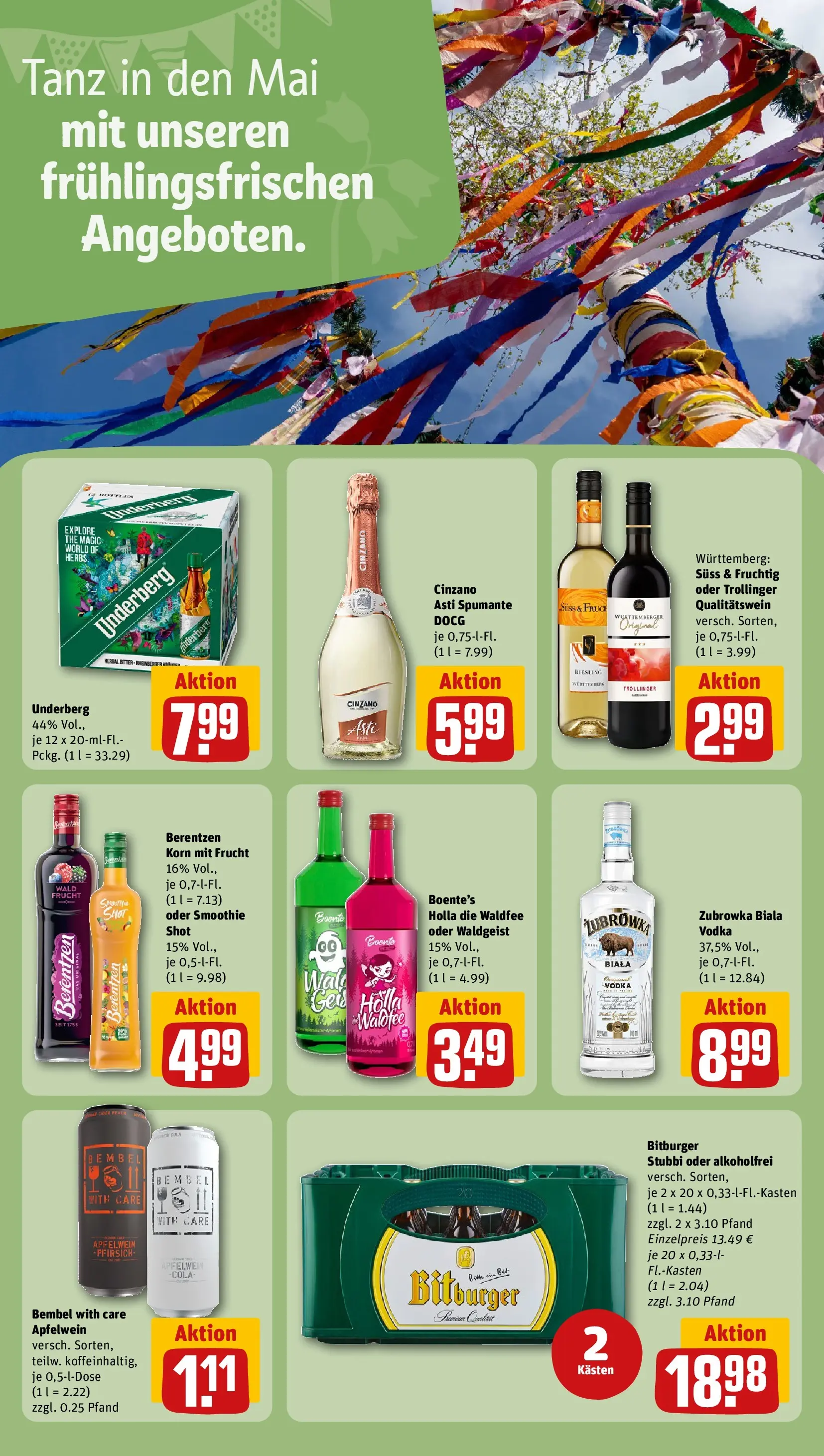 REWE Prospekt ab 27.04.2026 zum Blättern » Angebote | Seite: 23 | Produkte: Bitburger, Cola, Berentzen, Underberg