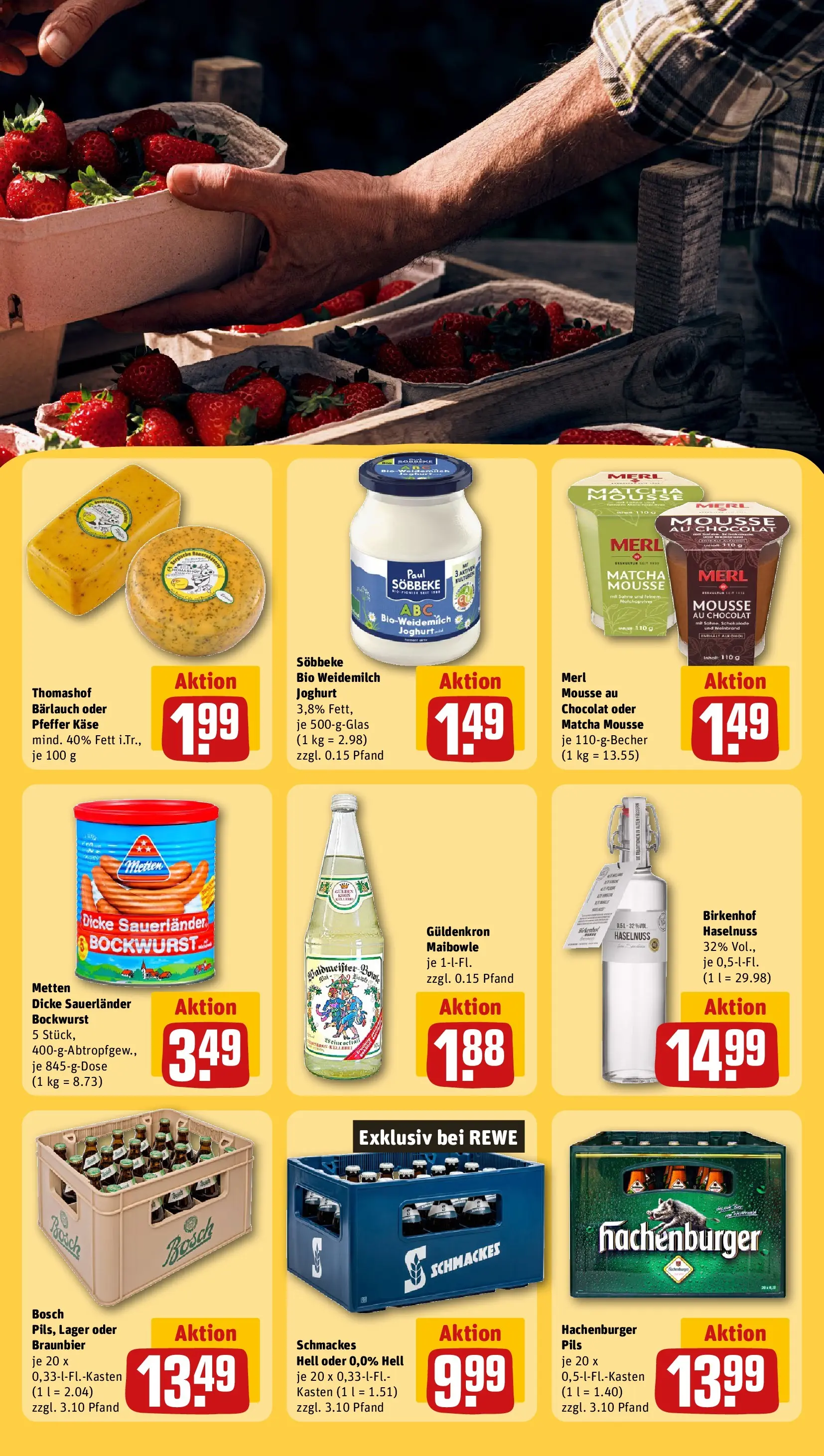 REWE Prospekt ab 27.04.2026 zum Blättern » Angebote | Seite: 25 | Produkte: Bosch, Dicke sauerlander bockwurst, Käse, Pfeffer