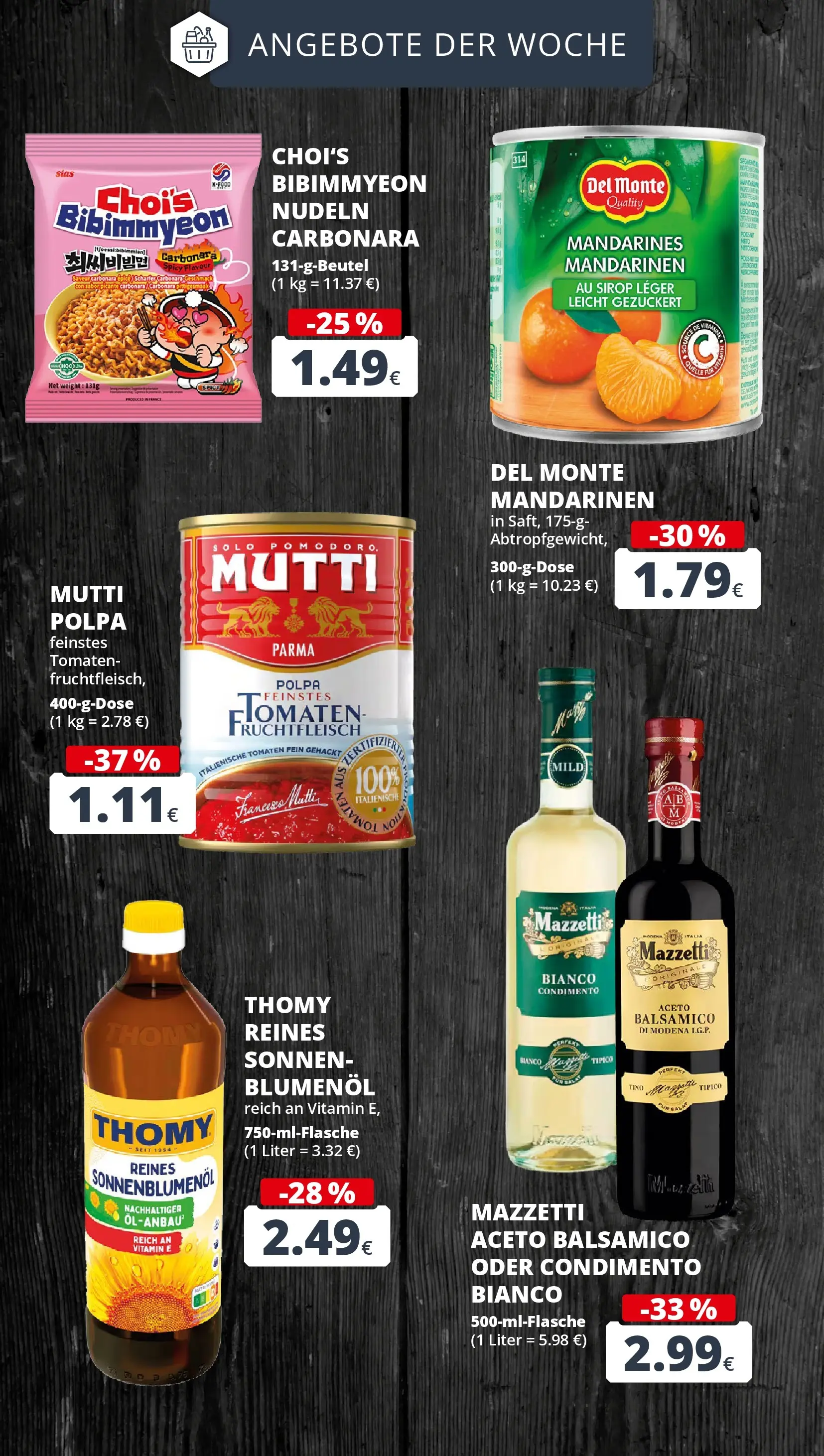REWE Prospekt ab 27.04.2026 zum Blättern » Angebote | Seite: 4 | Produkte: Balsamico, Sonnenblumenol, Mandarinen, Nudeln