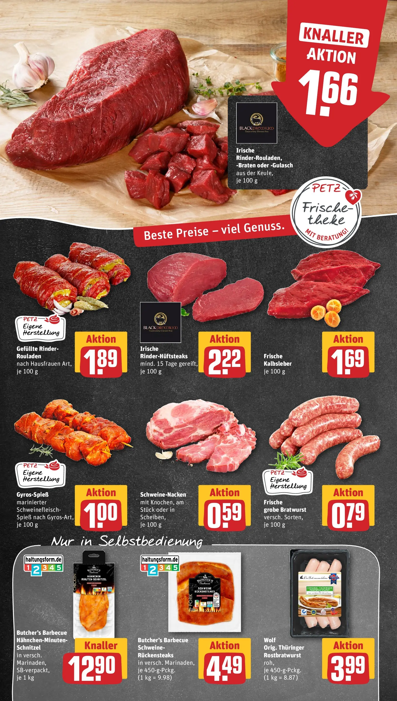 REWE Prospekt ab 27.04.2026 zum Blättern » Angebote | Seite: 8 | Produkte: Bratwurst, Schweinenacken, Kalbsleber, Steak