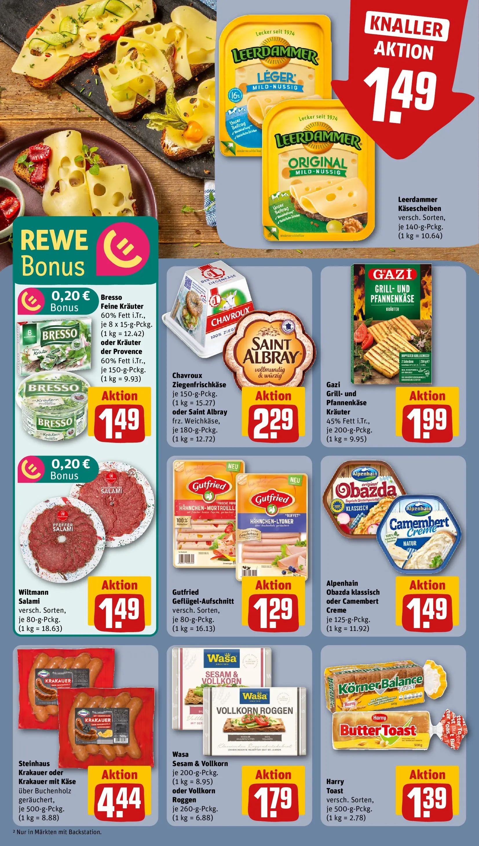 REWE Prospekt ab 27.04.2026 zum Blättern » Angebote | Seite: 12 | Produkte: Käse, Ziegenkäse, Leerdammer, Salami