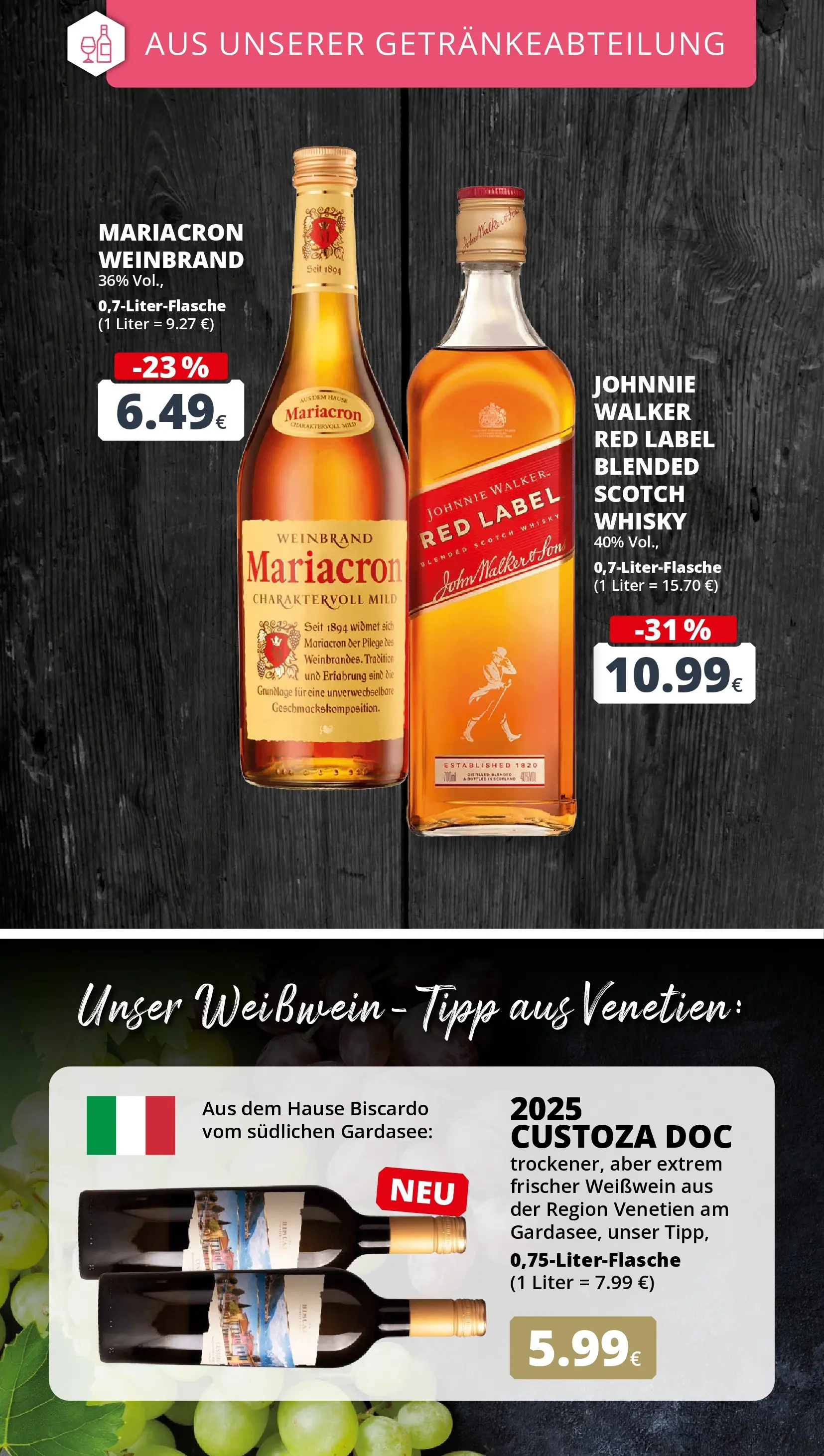 REWE Prospekt ab 27.04.2026 zum Blättern » Angebote | Seite: 22 | Produkte: Whisky, Weißwein, Mariacron, Johnnie walker