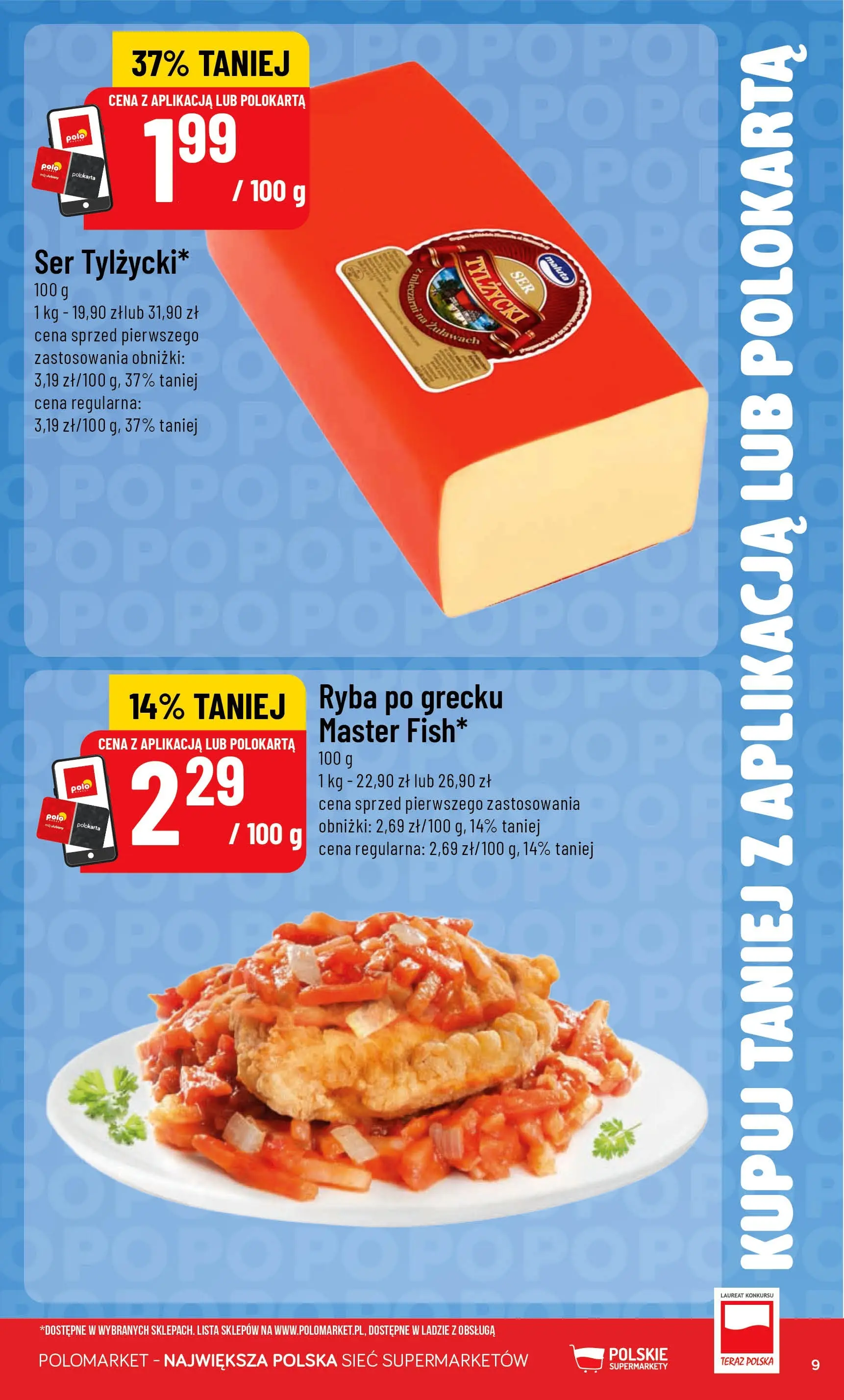 Nowa POLOmarket gazetka od jutra 22.04.2026 | Strona: 9 | Produkty: Ryba po grecku, Ser, Ryba