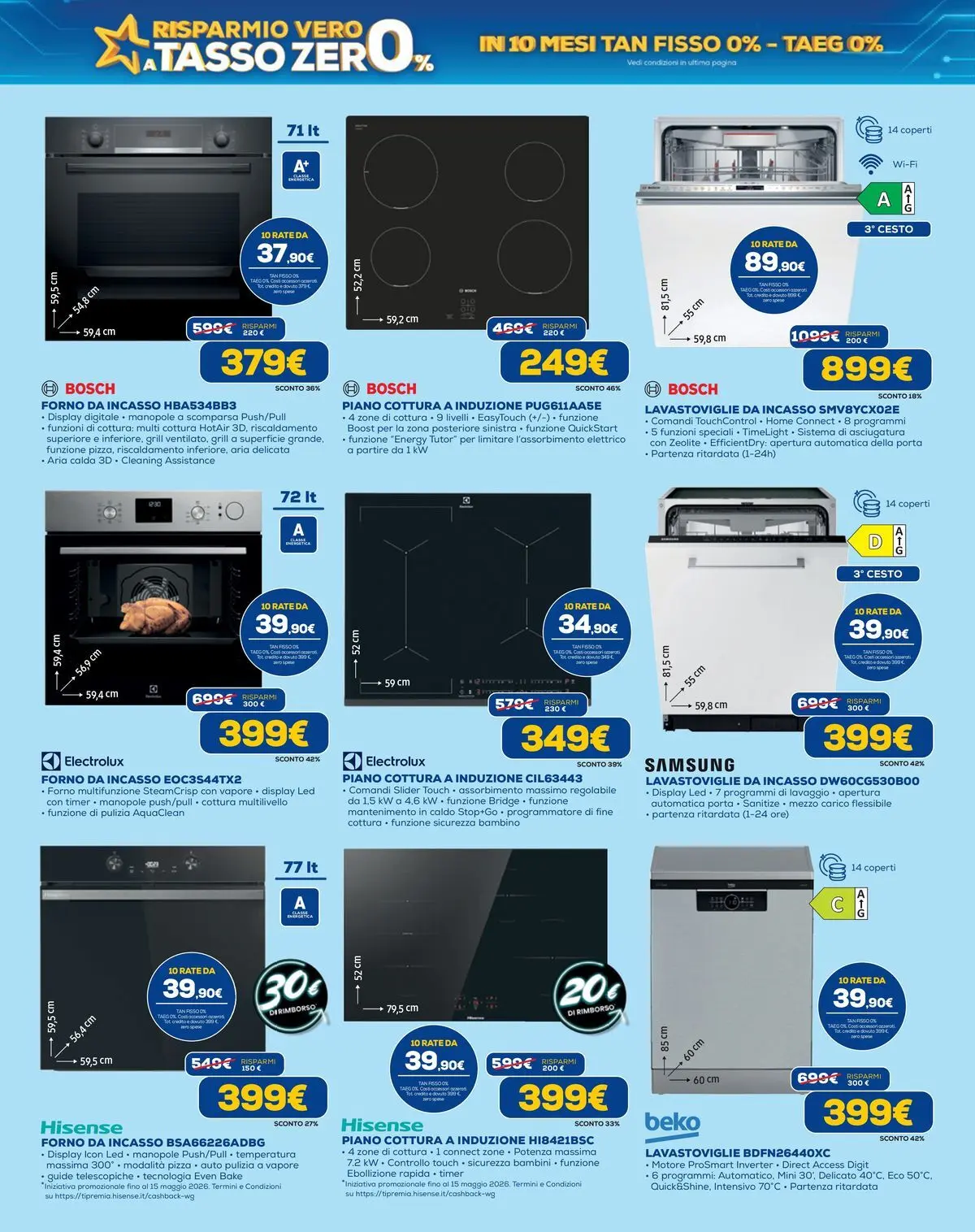Nuovo Euronics volantino Risparmio vero il tasso 0 dal 23/04/2026 > offerte anteprima 🛍️ | Pagina: 4 | Prodotti: Piano cottura, Lavastoviglie, Forno, Samsung