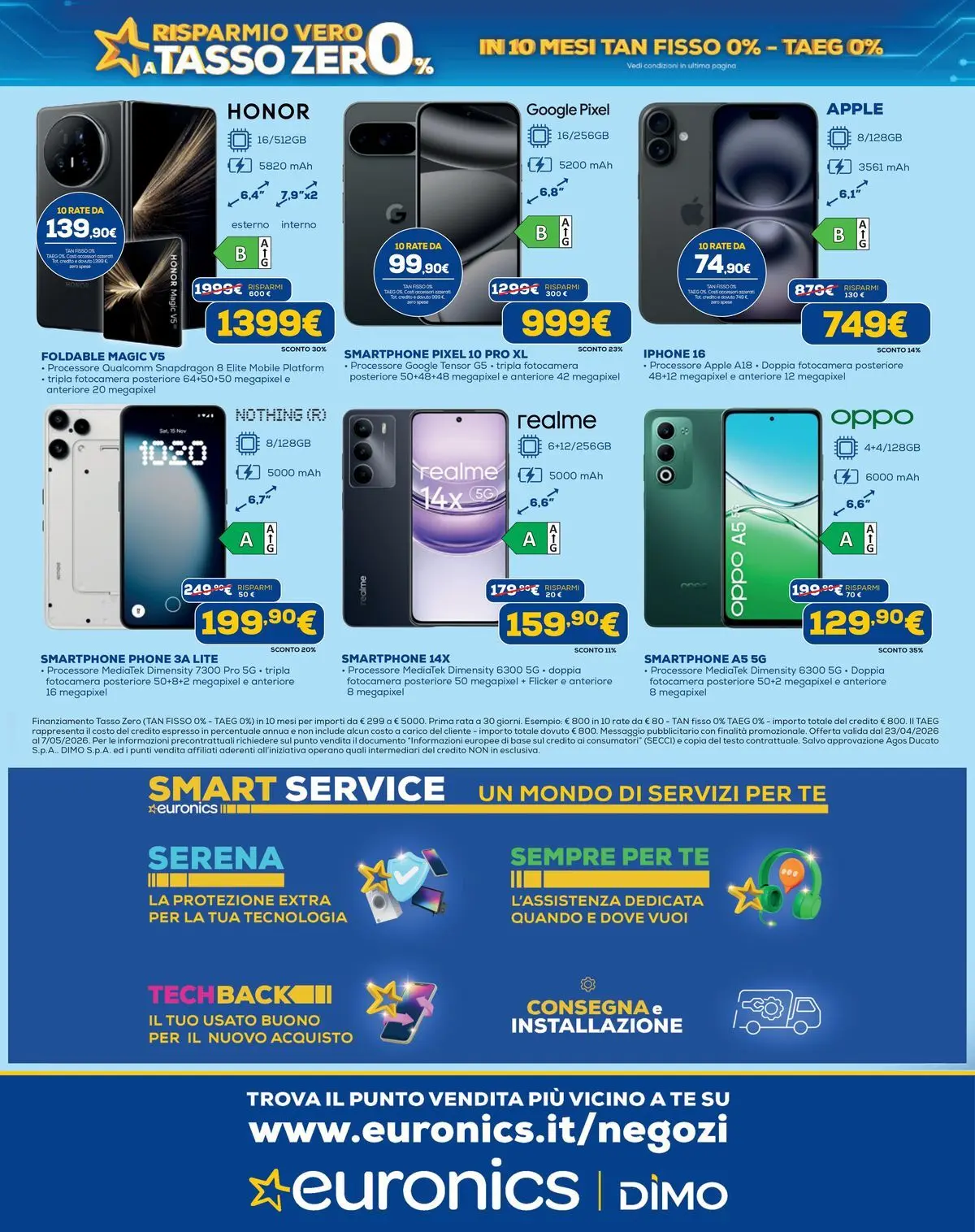 Nuovo Euronics volantino Risparmio vero il tasso 0 dal 23/04/2026 > offerte anteprima 🛍️ | Pagina: 12 | Prodotti: Iphone, Tè, Smartphone, Fotocamera