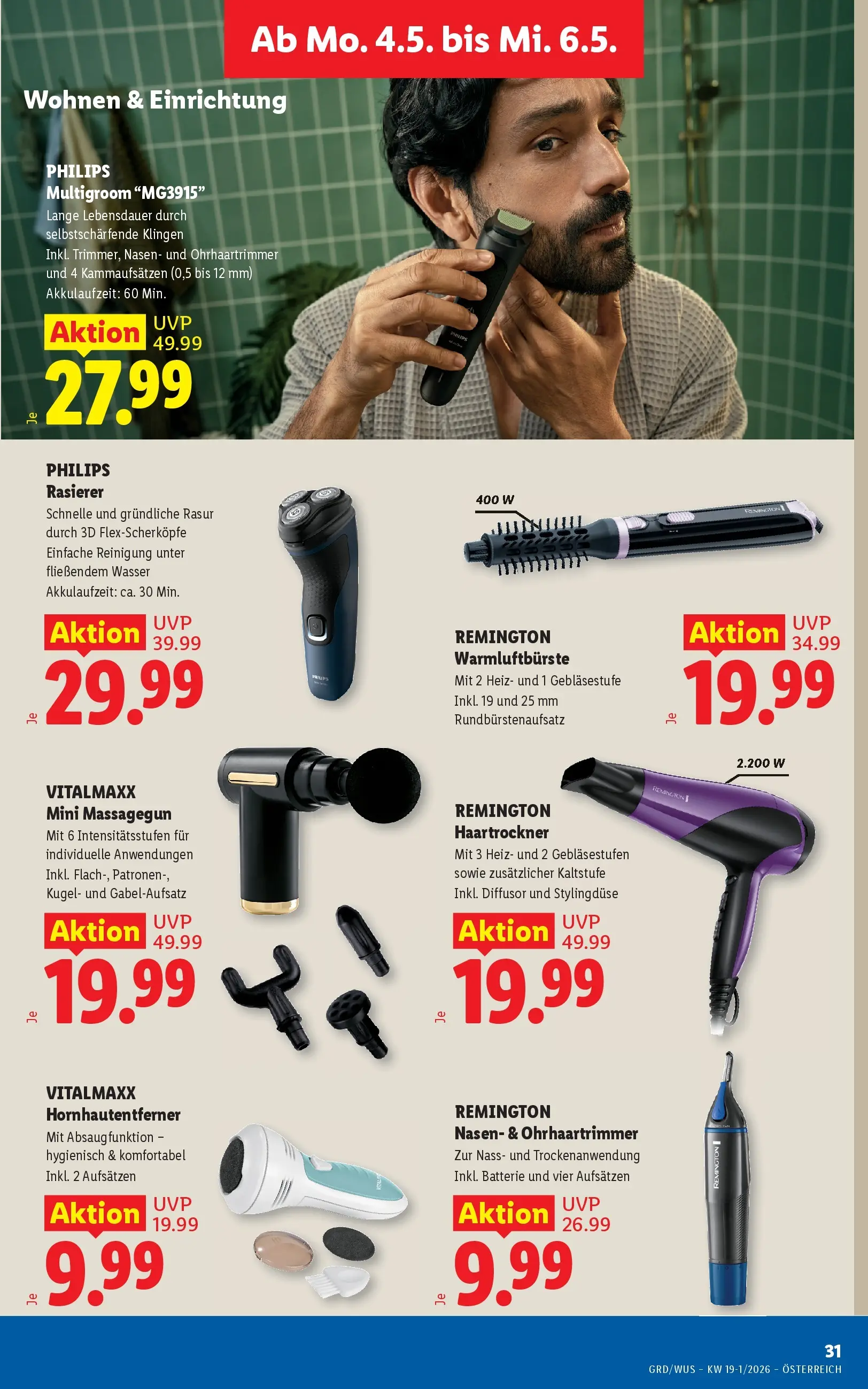 Lidl - Lidl ab 29.04.2026 - Angebote ab donnerstag | Seite: 36 | Produkte: Wasser, Rasierer, Haartrockner, Batterie