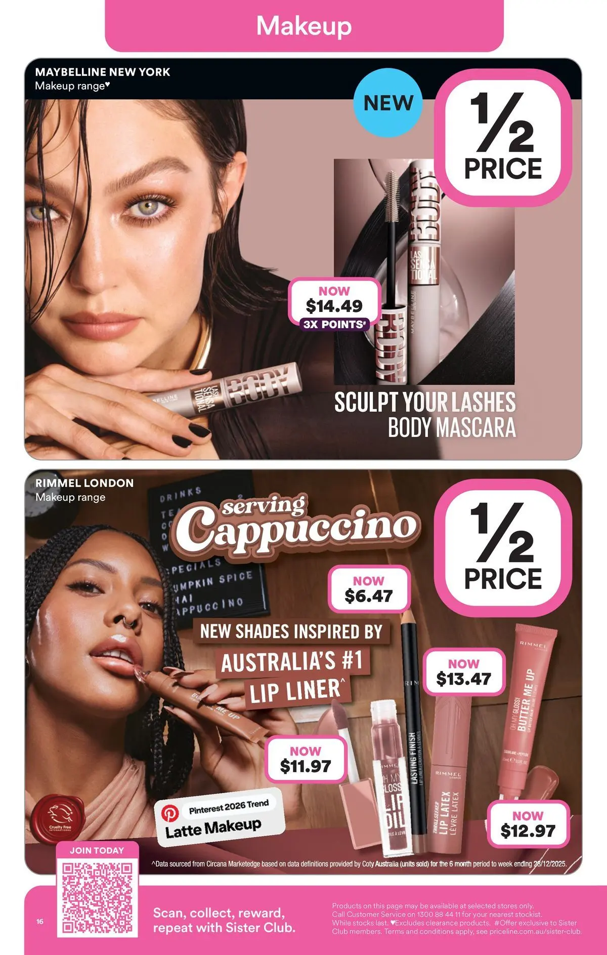 Priceline Pharmacy catalogue Morayfield - 23/04/2026 > weekly / monthly specials | Page: 16 | Products: Butter, Makeup, Pumpkin, Lip liner