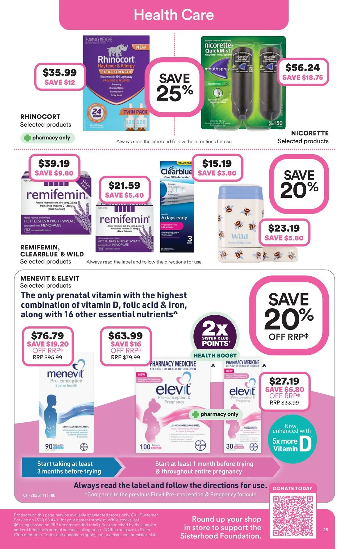 Priceline Pharmacy catalogue Morayfield - 23/04/2026 > weekly / monthly specials | Page: 25 | Products: Runny nose, Tablets, Vitamin, Allergy