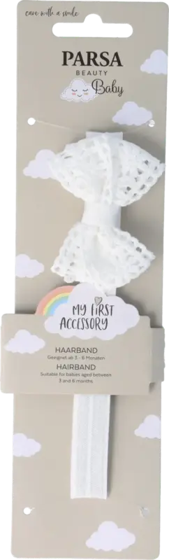 Bentiță din dantelă albă, cu fundiță