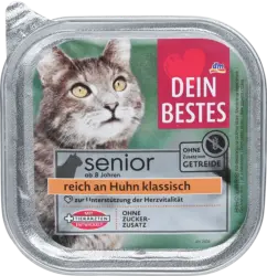 Hrană umedă pentru pisici senior cu aromă de pui