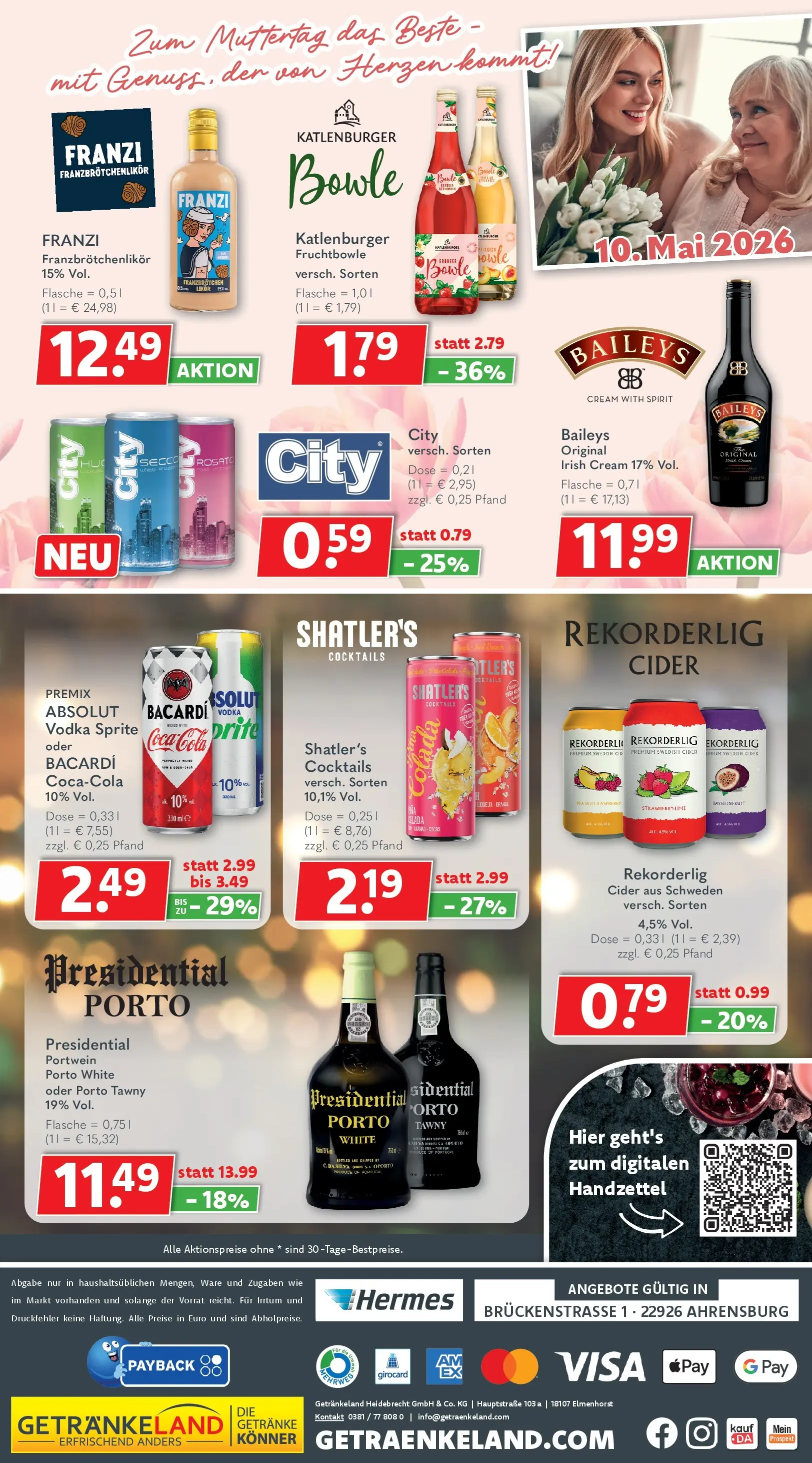 Getränkeland Getränkeangebote  Sandesneben, Ahrensburg  (ab 27.04.2026) zum Blättern | Seite: 8 | Produkte: Mixer, Sprite, Baileys, Vodka