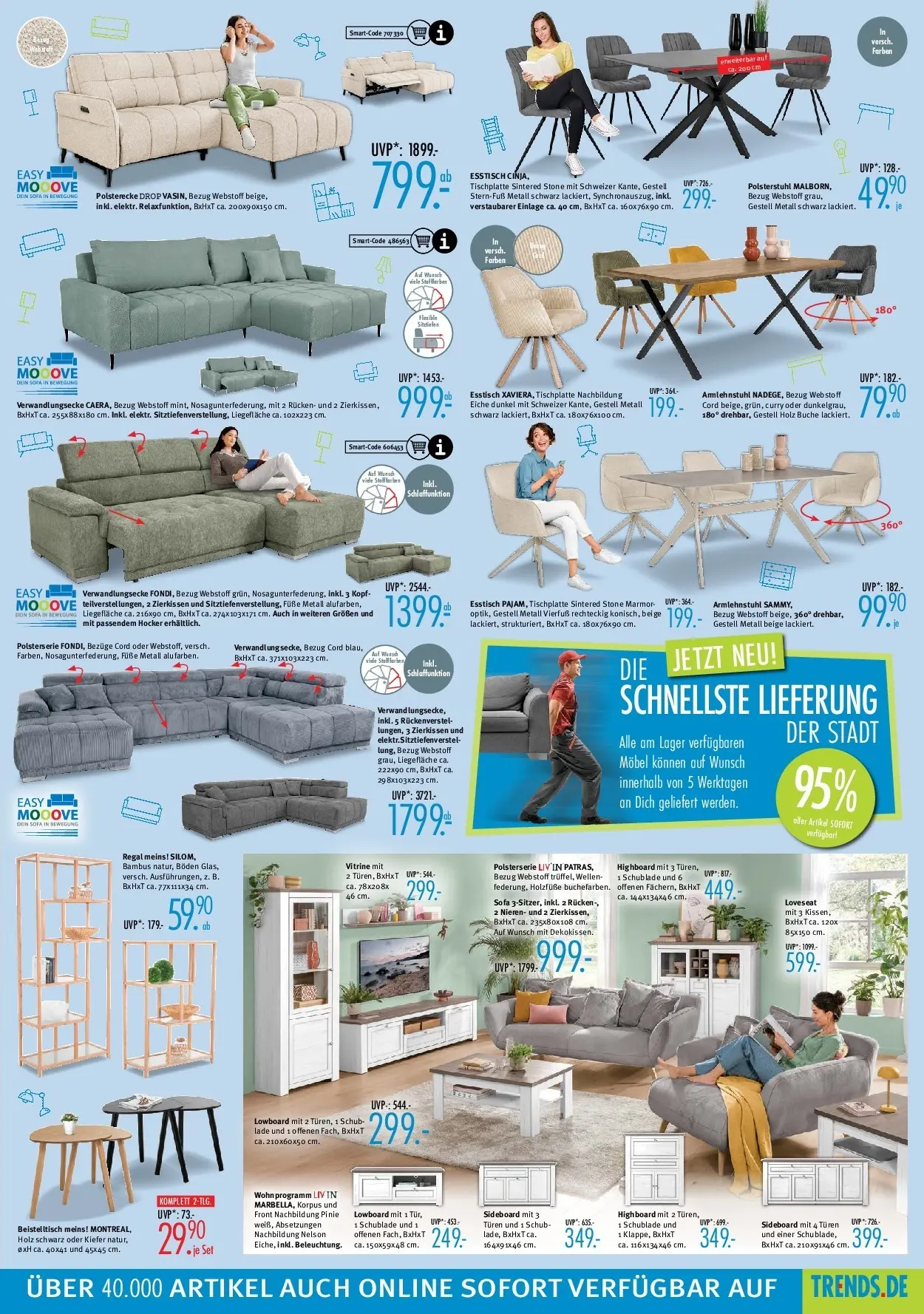 Trends Neue Möbel wirken Wunder (ab 02.05.2026) zum Blättern | Seite: 3 | Produkte: Lowboard, Beistelltisch, Vitrine, Sofa