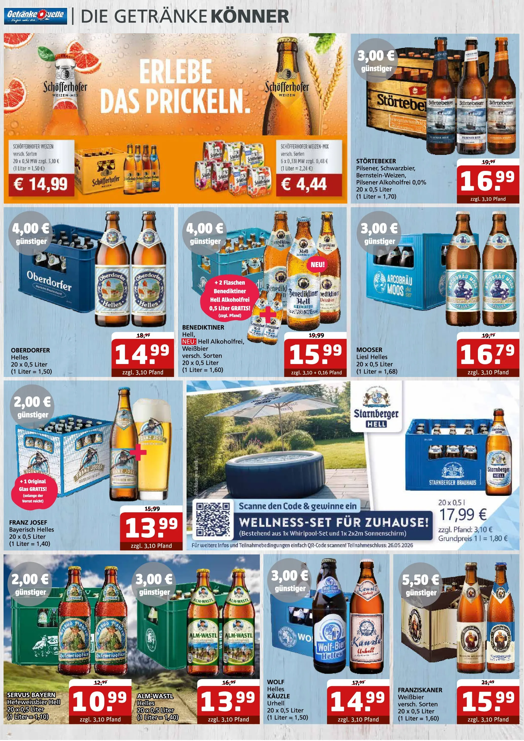 Angebote - Getränke Quelle: Getränkeangebote (ab 26.04.2026) zum Blättern | Seite: 2 | Produkte: Franziskaner, Weißbier, Sonnenschirm