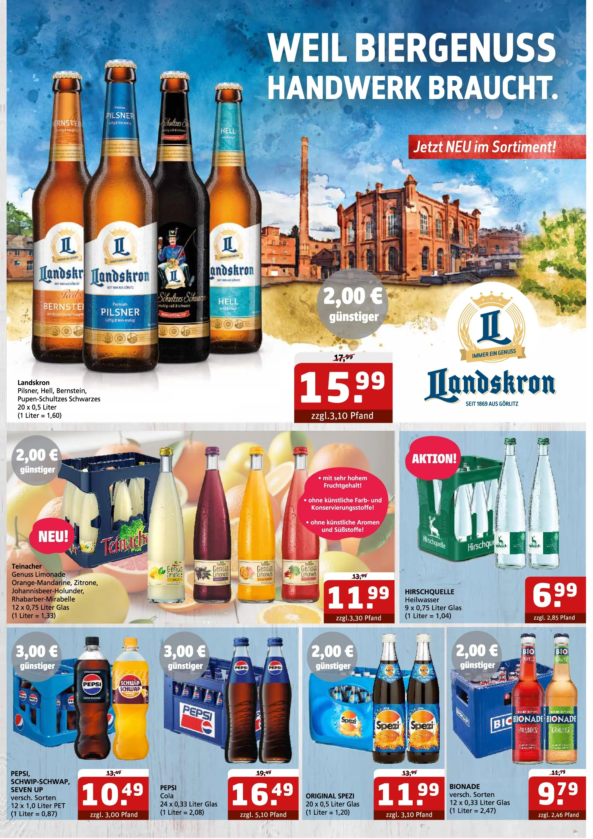 Angebote - Getränke Quelle: Getränkeangebote (ab 26.04.2026) zum Blättern | Seite: 4 | Produkte: Cola, Schwip schwap, Bionade, Pepsi