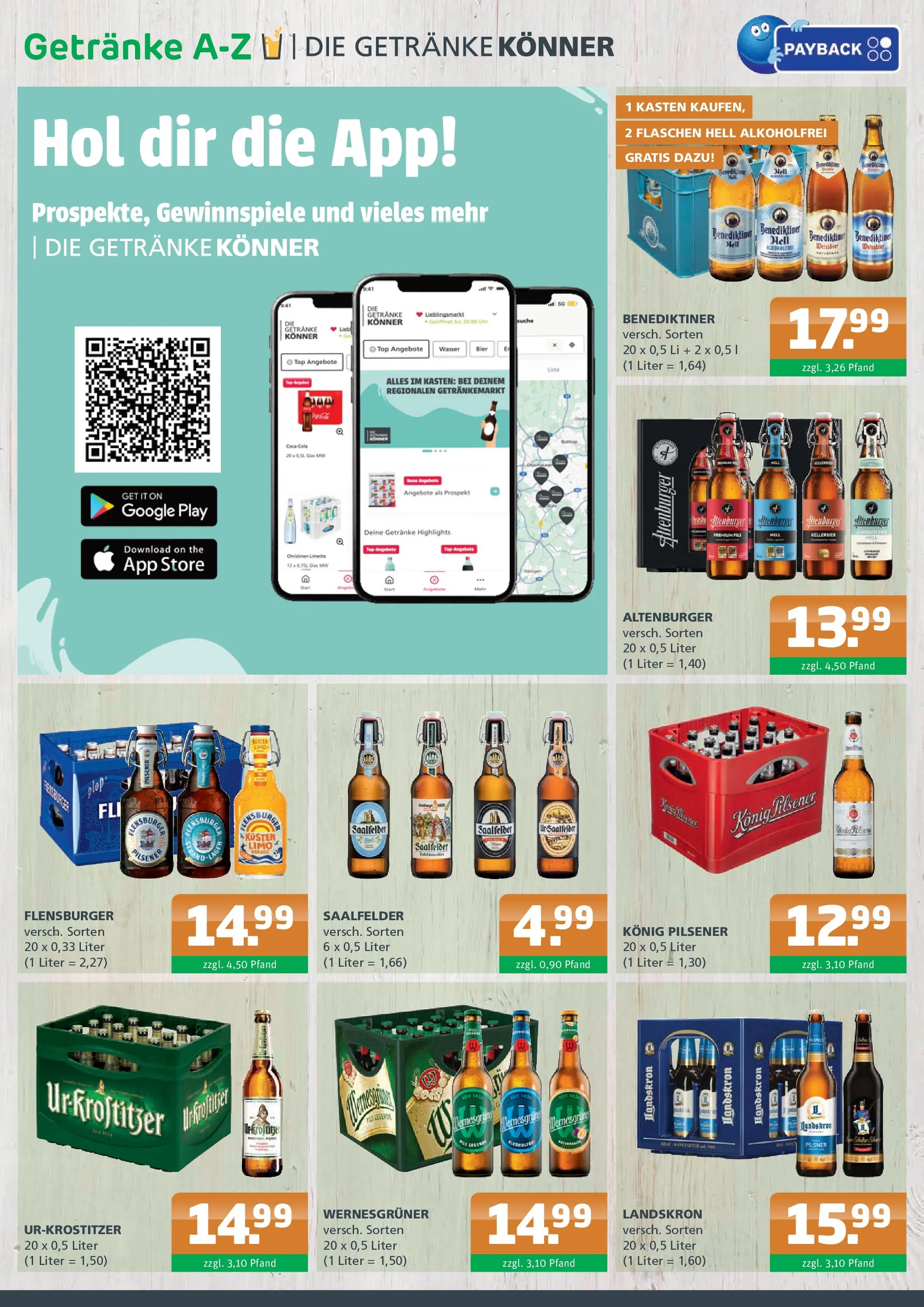 Angebote - Getränke A-Z: Getränkeangebote (ab 26.04.2026) zum Blättern | Seite: 2 | Produkte: Bier, Weißbier, Benediktiner hell, Flensburger
