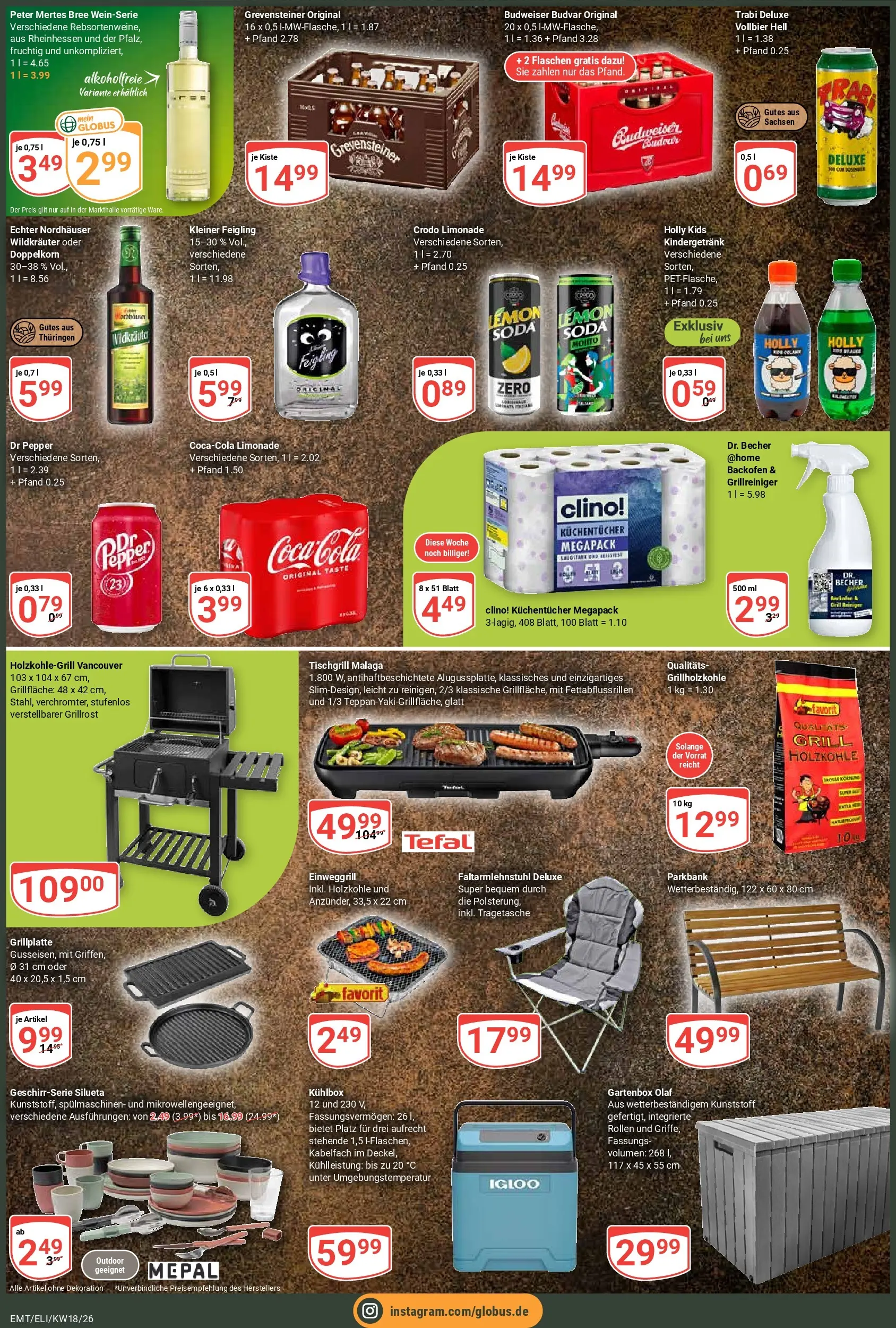 Globus Prospekt Erfurt-Linderbach	 (ab 27.04.2026) » Angebote online | Seite: 5 | Produkte: Grill, Kleiner feigling, Backofen, Budweiser
