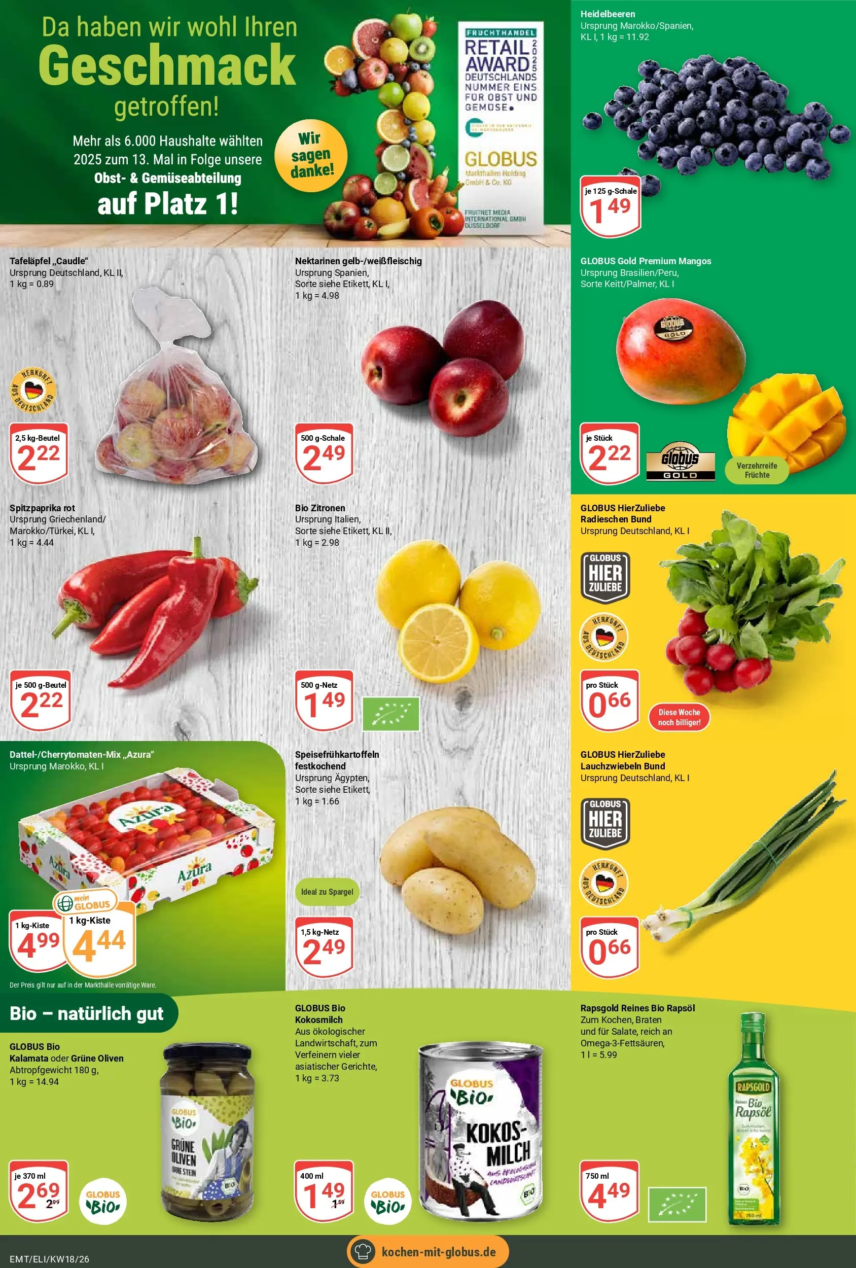 Globus Prospekt Erfurt-Linderbach	 (ab 27.04.2026) » Angebote online | Seite: 9 | Produkte: Nektarinen, Rapsöl, Spargel, Obst