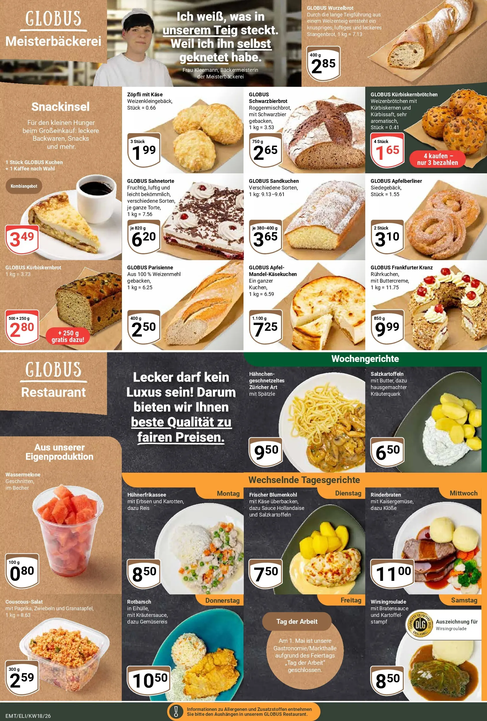 Globus Prospekt Erfurt-Linderbach	 (ab 27.04.2026) » Angebote online | Seite: 12 | Produkte: Rinderbraten, Weizenmehl, Kuchen, Erbsen