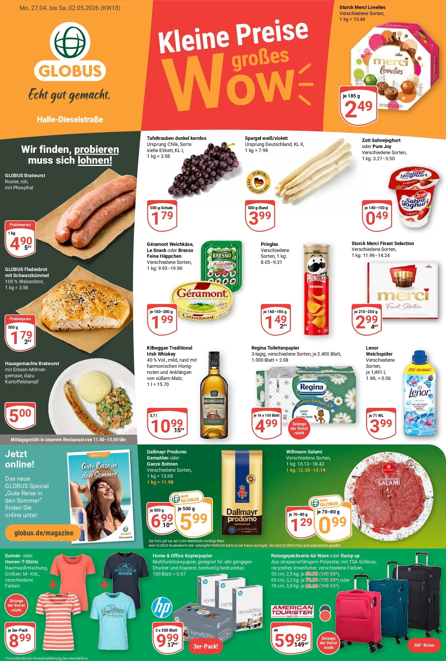 Globus Prospekt Halle (saale)	 (ab 27.04.2026) » Angebote online | Seite: 7 | Produkte: Merci, Whiskey, Uhr, Drucker