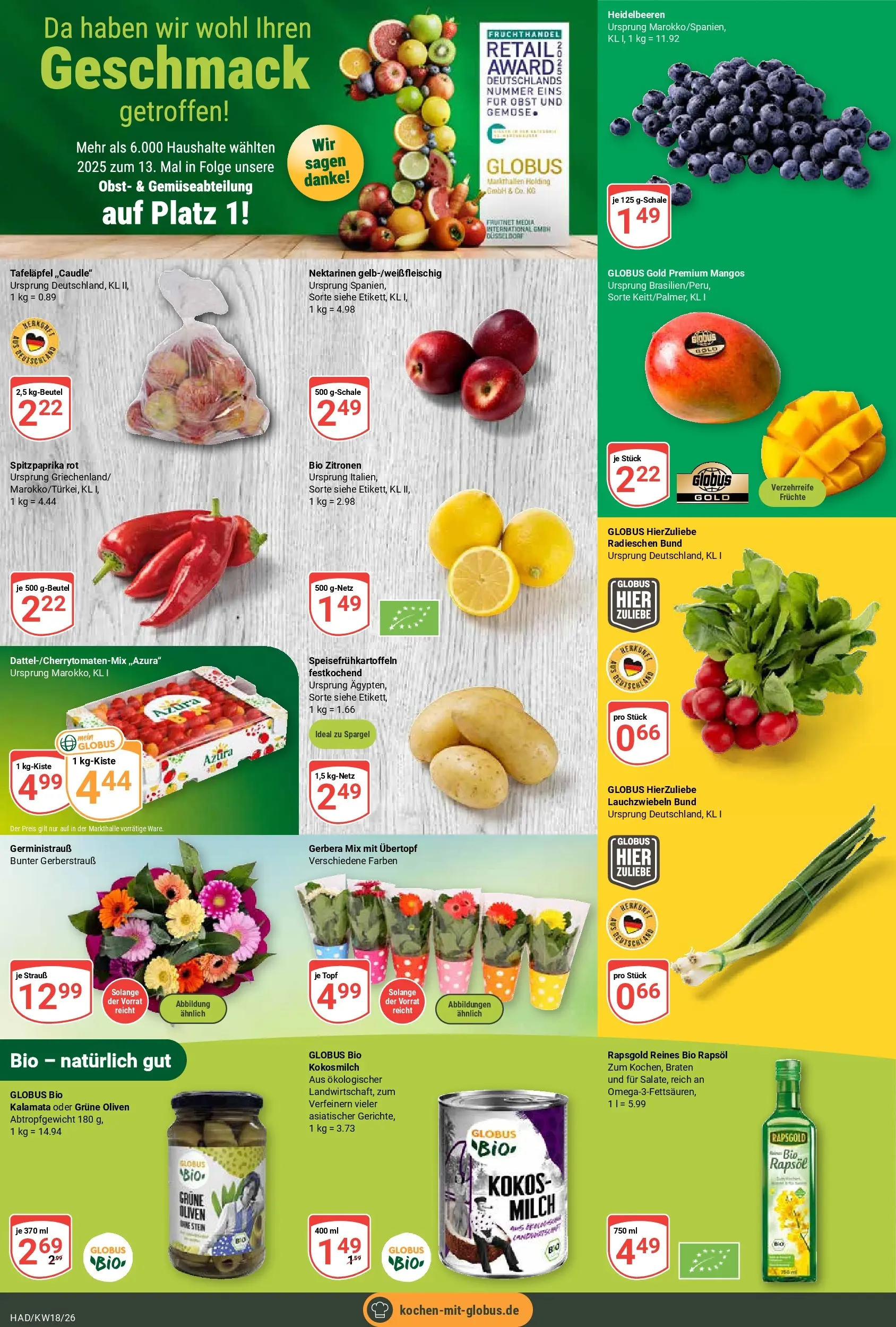 Globus Prospekt Halle (saale)	 (ab 27.04.2026) » Angebote online | Seite: 10 | Produkte: Milch, Rapsöl, Obst, Zitronen