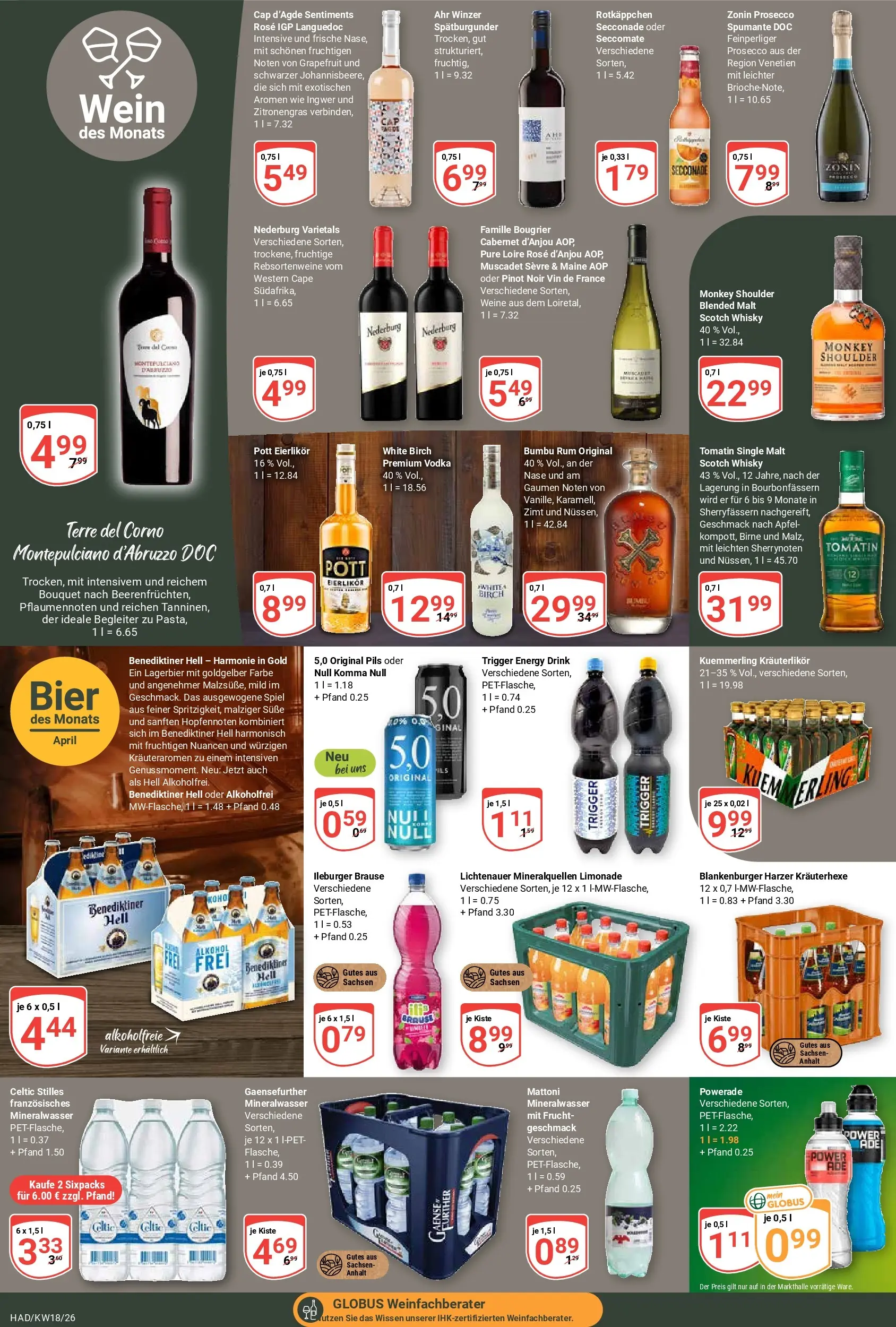 Globus Prospekt Halle (saale)	 (ab 27.04.2026) » Angebote online | Seite: 18 | Produkte: Limonade, Prosecco, Kuemmerling, Vodka