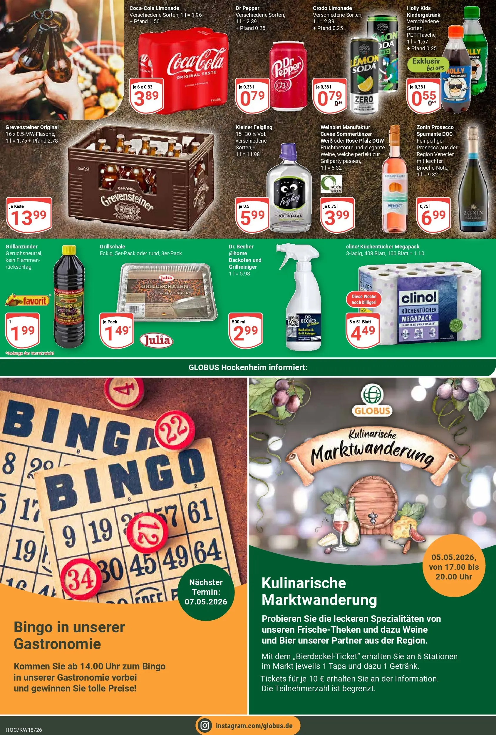 Globus Prospekt Hockenheim	 (ab 27.04.2026) » Angebote online | Seite: 8 | Produkte: Bier, Kleiner feigling, Limonade, Uhr