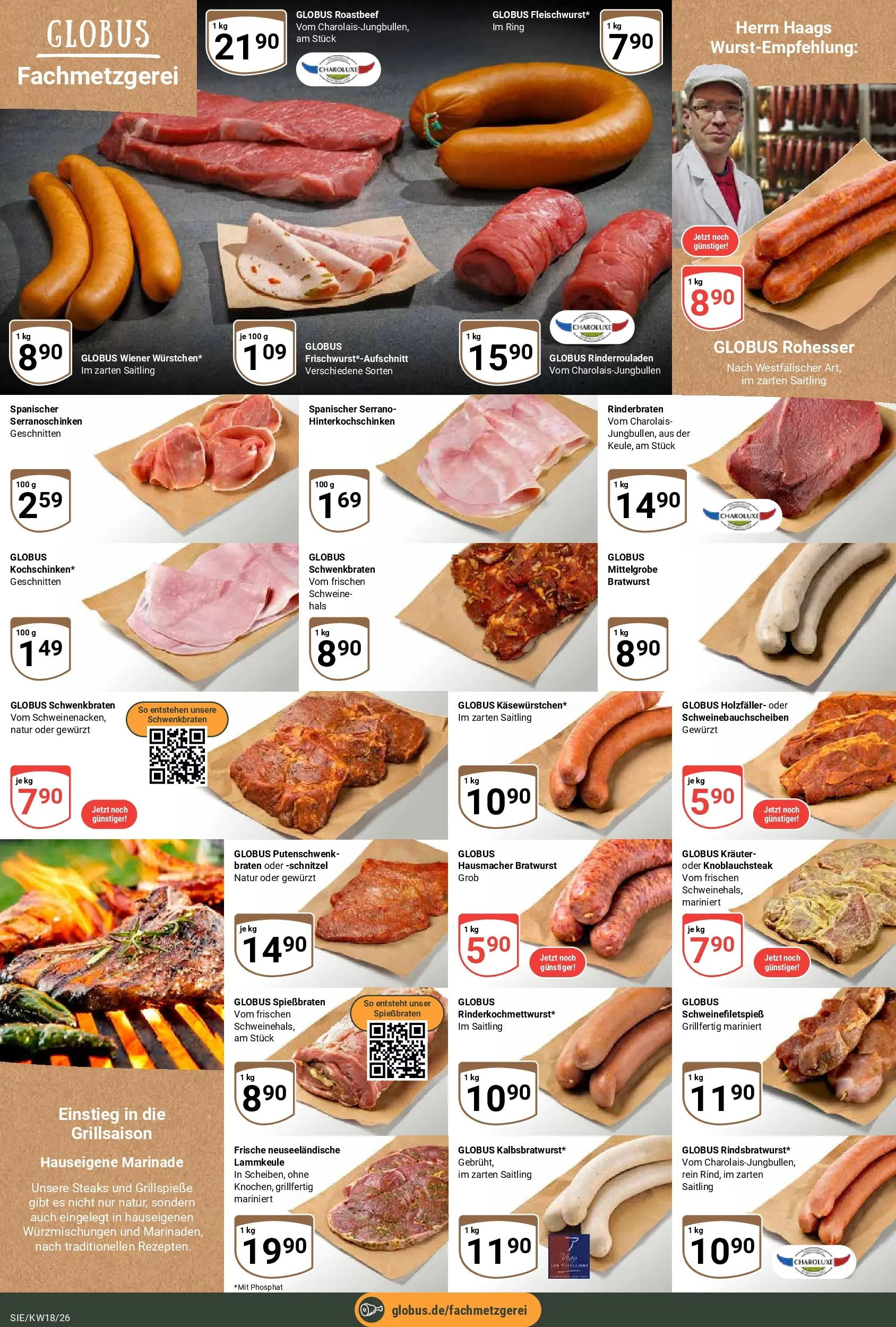 Globus Prospekt Siegen	 (ab 27.04.2026) » Angebote online | Seite: 13 | Produkte: Rinderbraten, Bratwurst, Schnitzel, Roastbeef