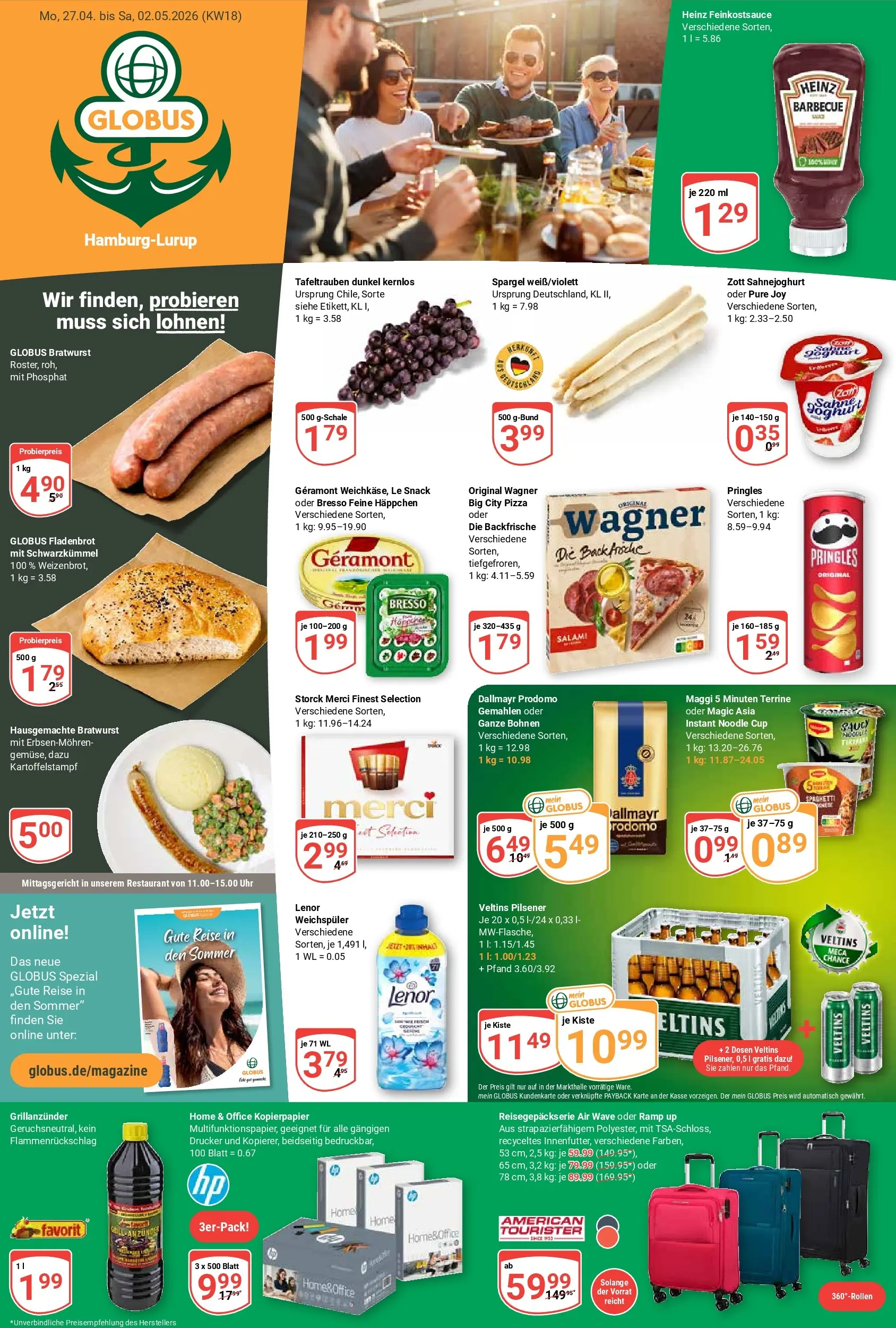 Globus Prospekt Hamburg	 (ab 27.04.2026) » Angebote online | Seite: 5 | Produkte: Merci, Bratwurst, Dallmayr, Weichspüler