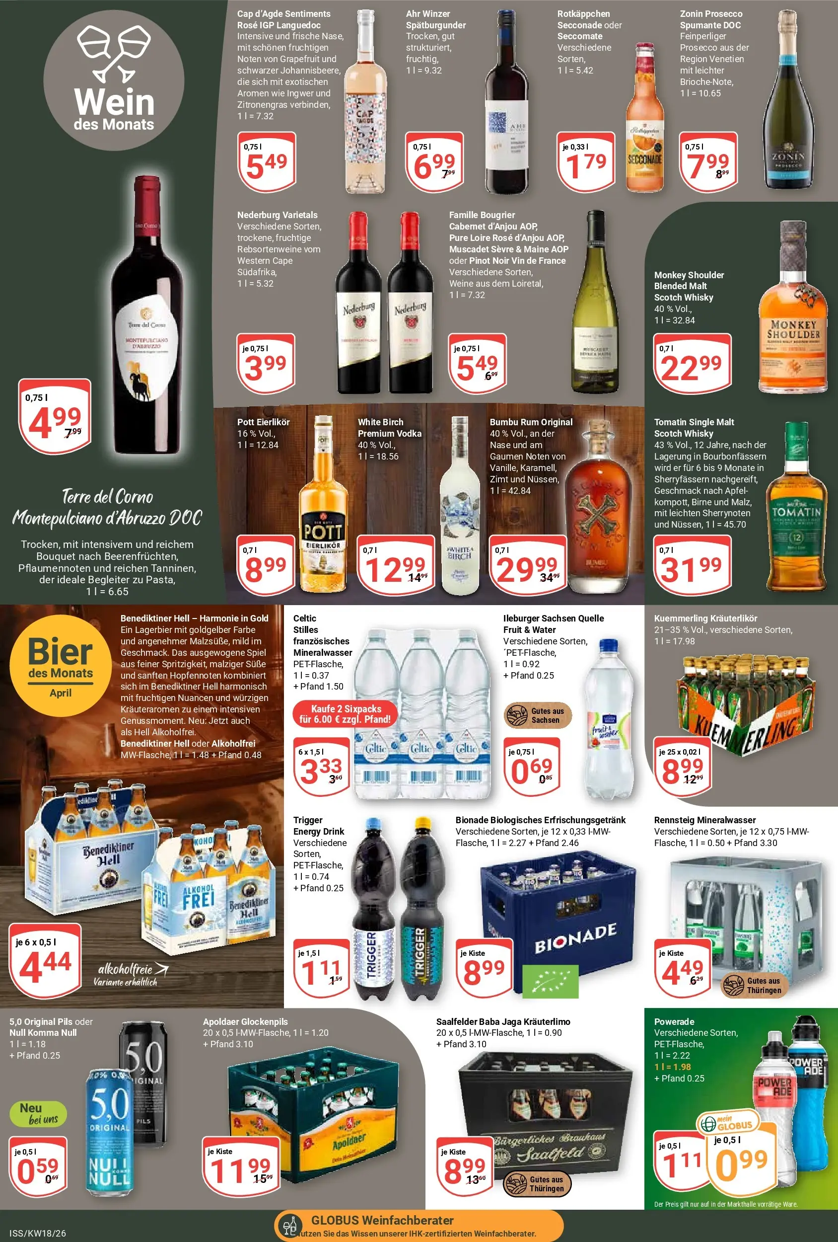 Globus Prospekt Isserstedt	 (ab 27.04.2026) » Angebote online | Seite: 19 | Produkte: Whisky, Energy, Bionade, Vodka