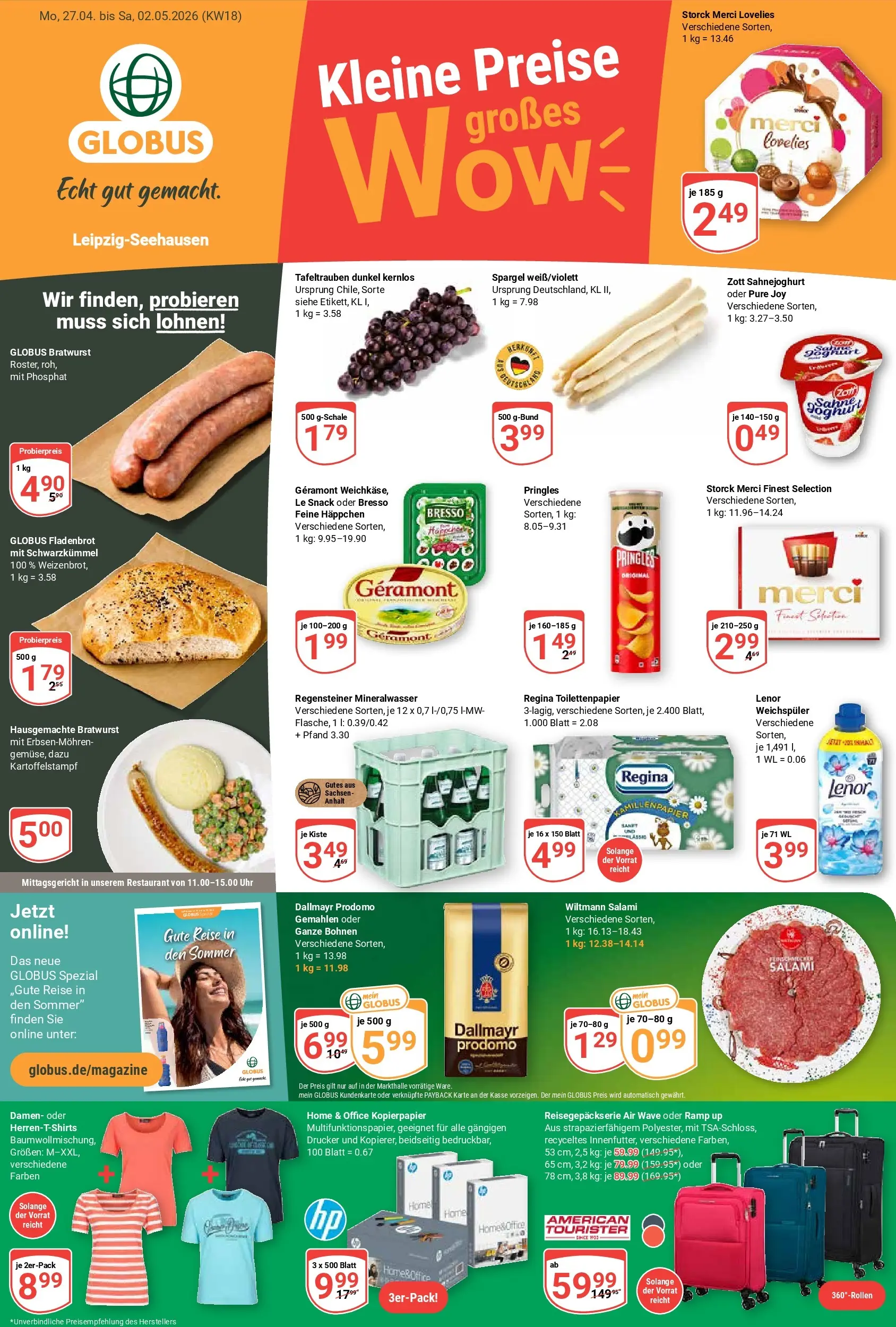 Globus Prospekt Leipzig	 (ab 27.04.2026) » Angebote online | Seite: 5 | Produkte: Spargel, Dallmayr, Pringles, Toilettenpapier