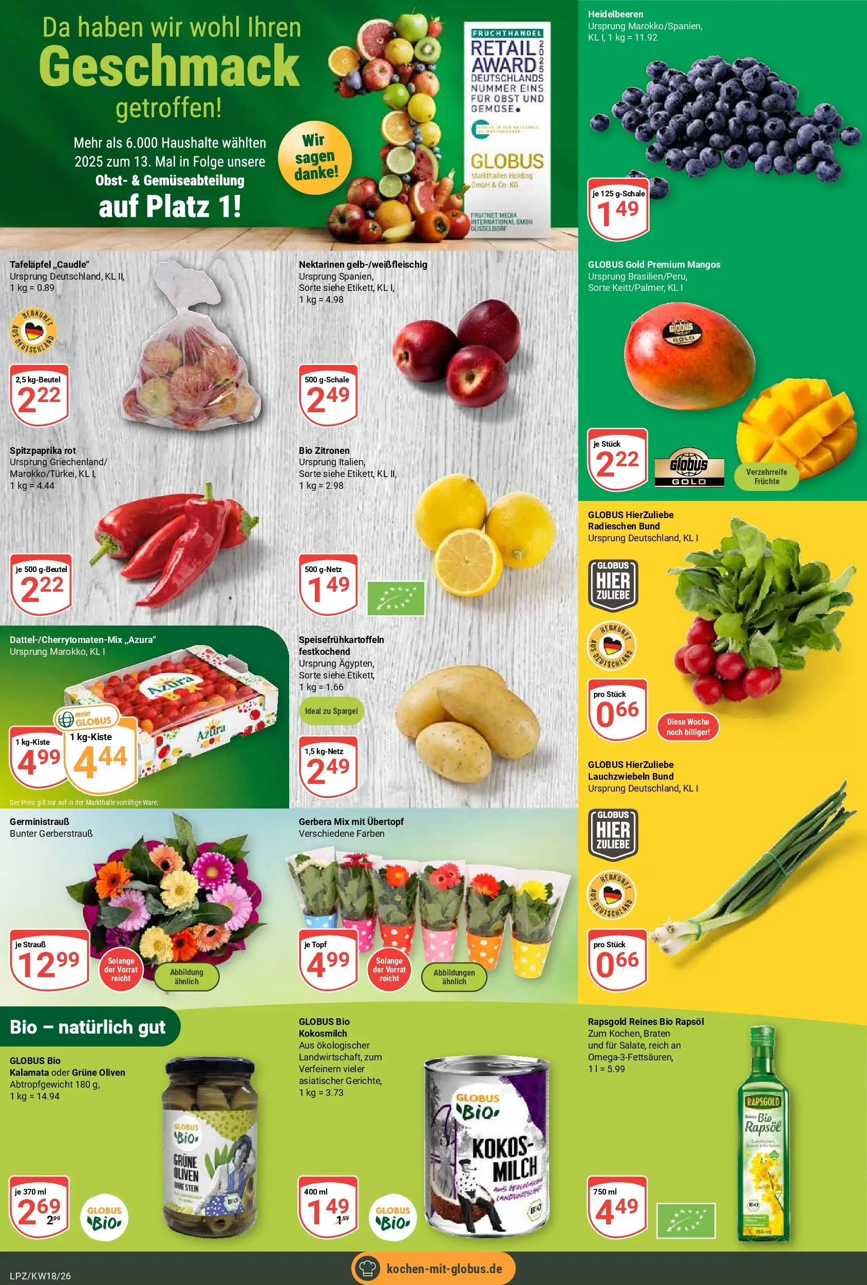 Globus Prospekt Leipzig	 (ab 27.04.2026) » Angebote online | Seite: 10 | Produkte: Milch, Heidelbeeren, Obst, Zitronen