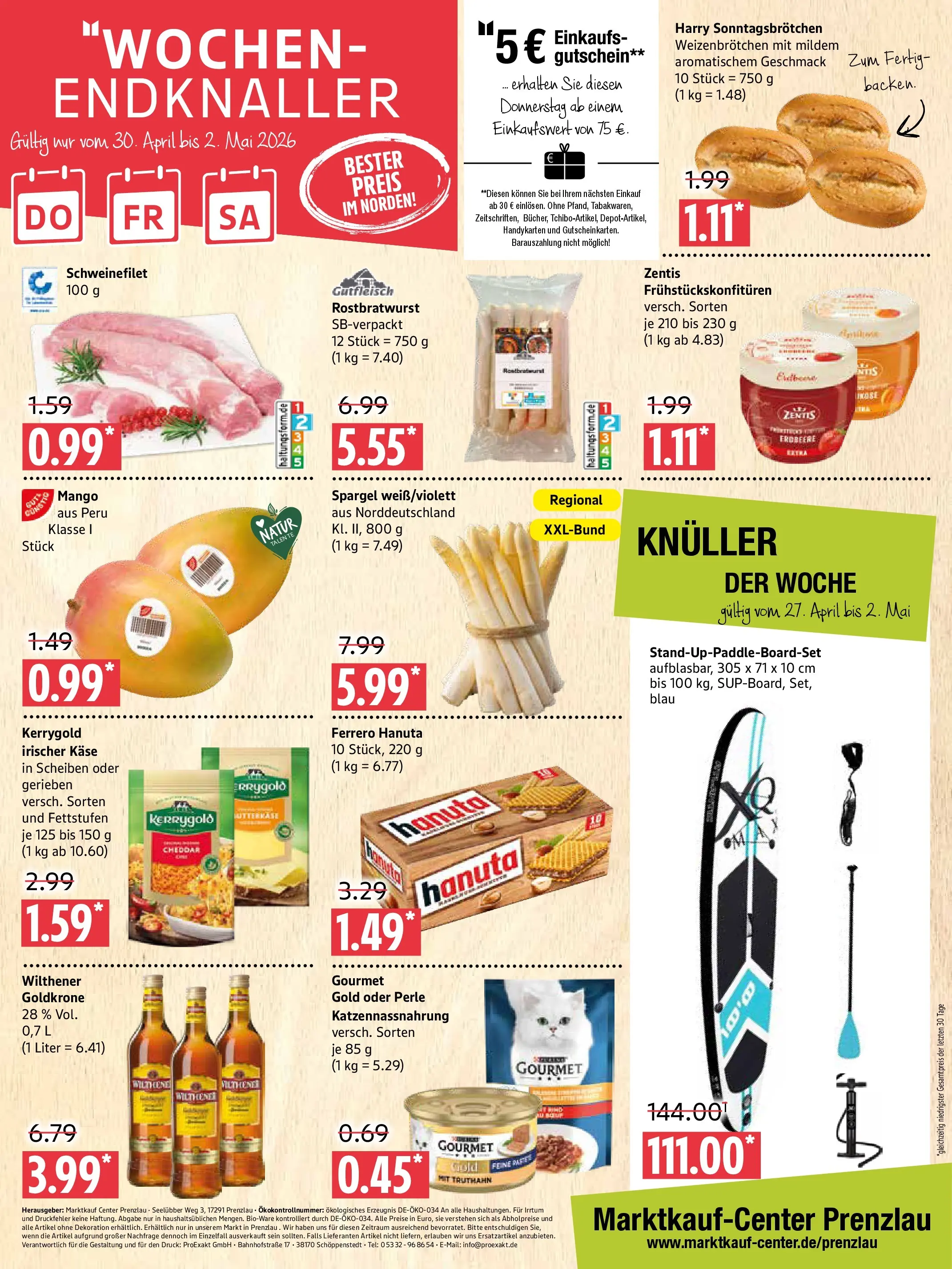 Marktkauf Prospekt Prenzlau (ab 27.04.2026) » Angebote online | Seite: 12 | Produkte: Wilthener, Käse, Spargel, Mango