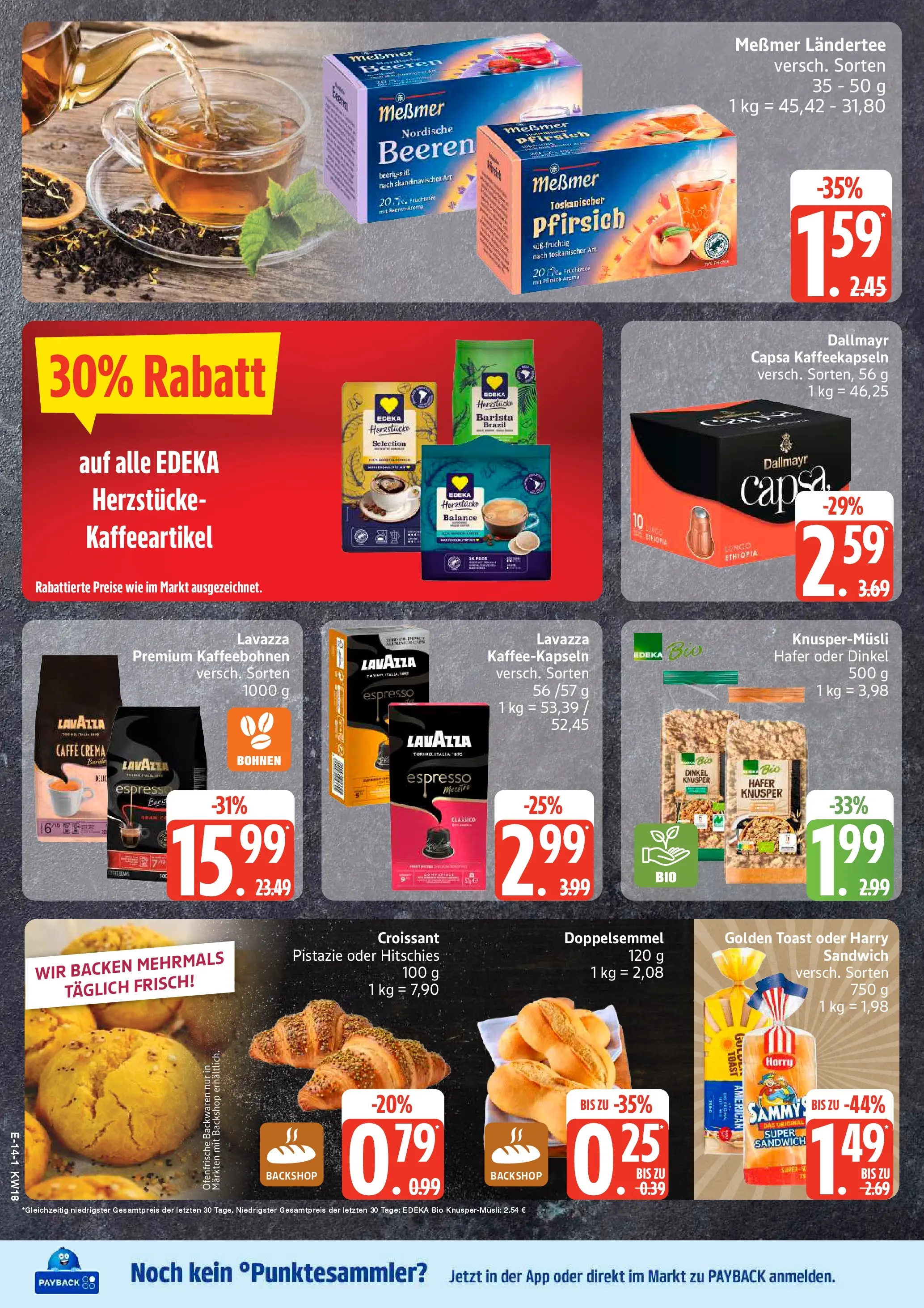 Edeka prospekt Großenwiehe	 (ab 27.04.2026) » Angebote Online | Seite: 16 | Produkte: Lavazza, Messmer, Croissant, Pfirsich