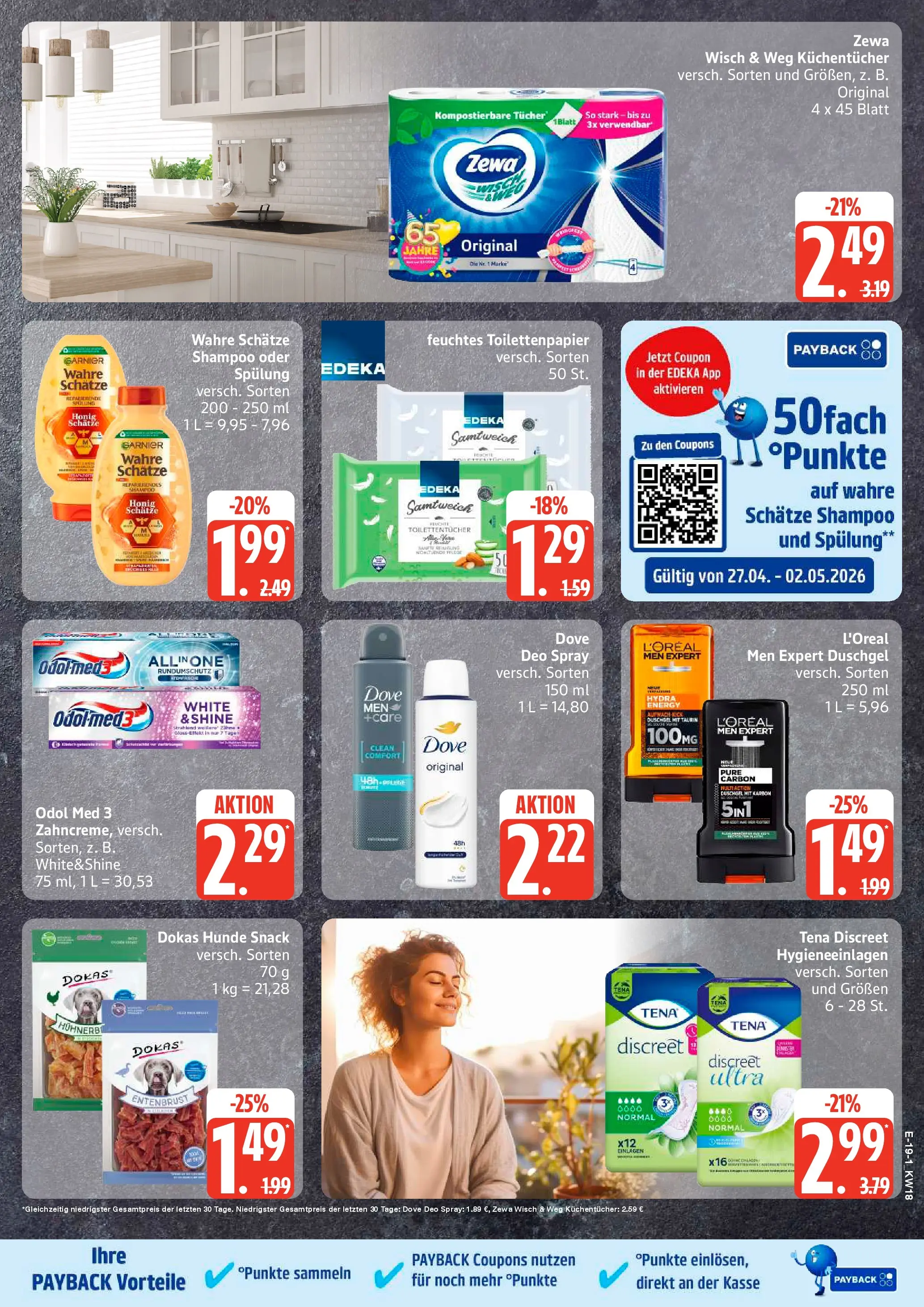 Edeka prospekt Großenwiehe	 (ab 27.04.2026) » Angebote Online | Seite: 22 | Produkte: Duschgel, Deodorant, Toilettenpapier, Feuchtes Toilettenpapier