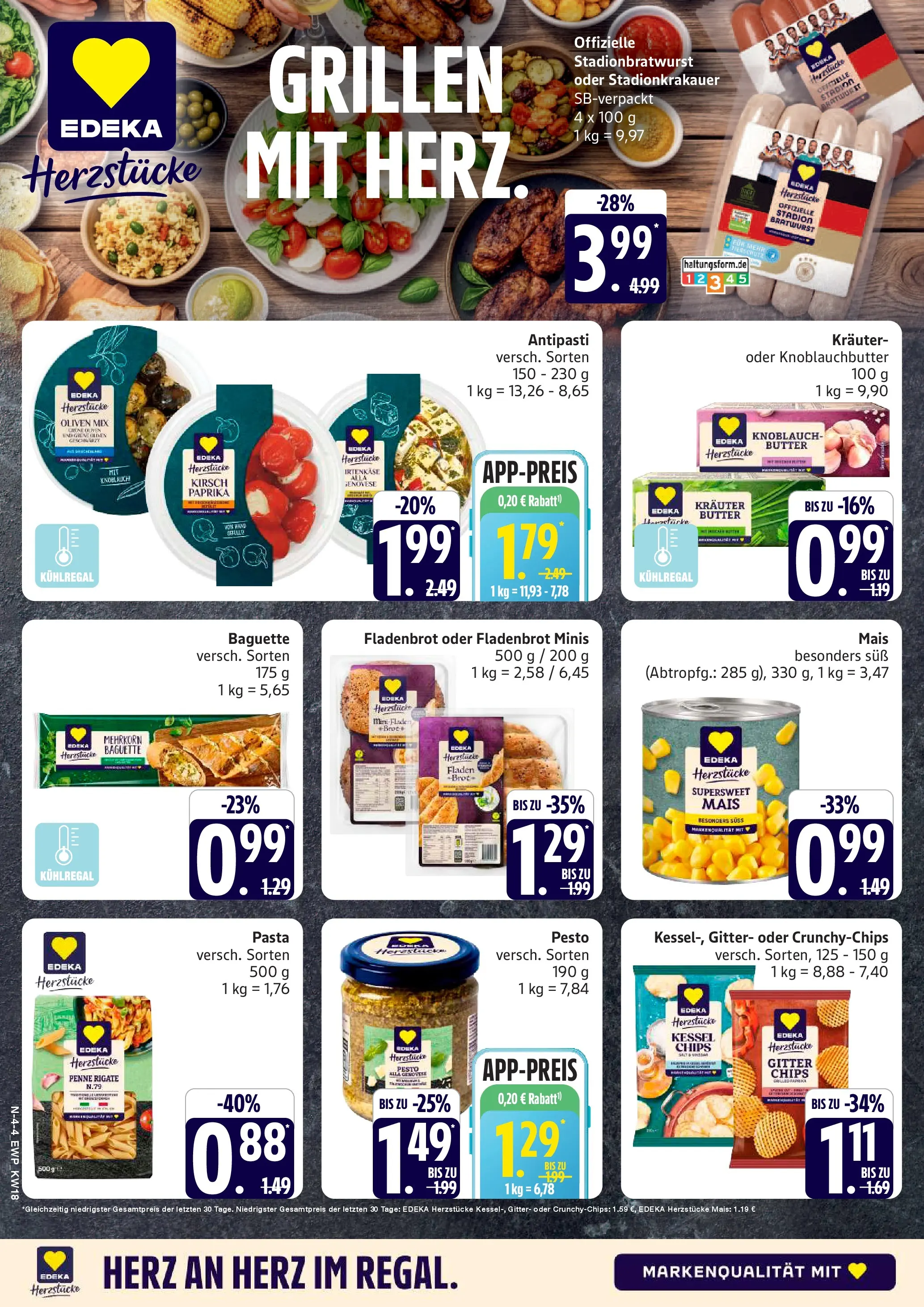 Edeka prospekt Rostock	 (ab 27.04.2026) » Angebote Online | Seite: 4 | Produkte: Bratwurst, Paprika, Brot, Chips