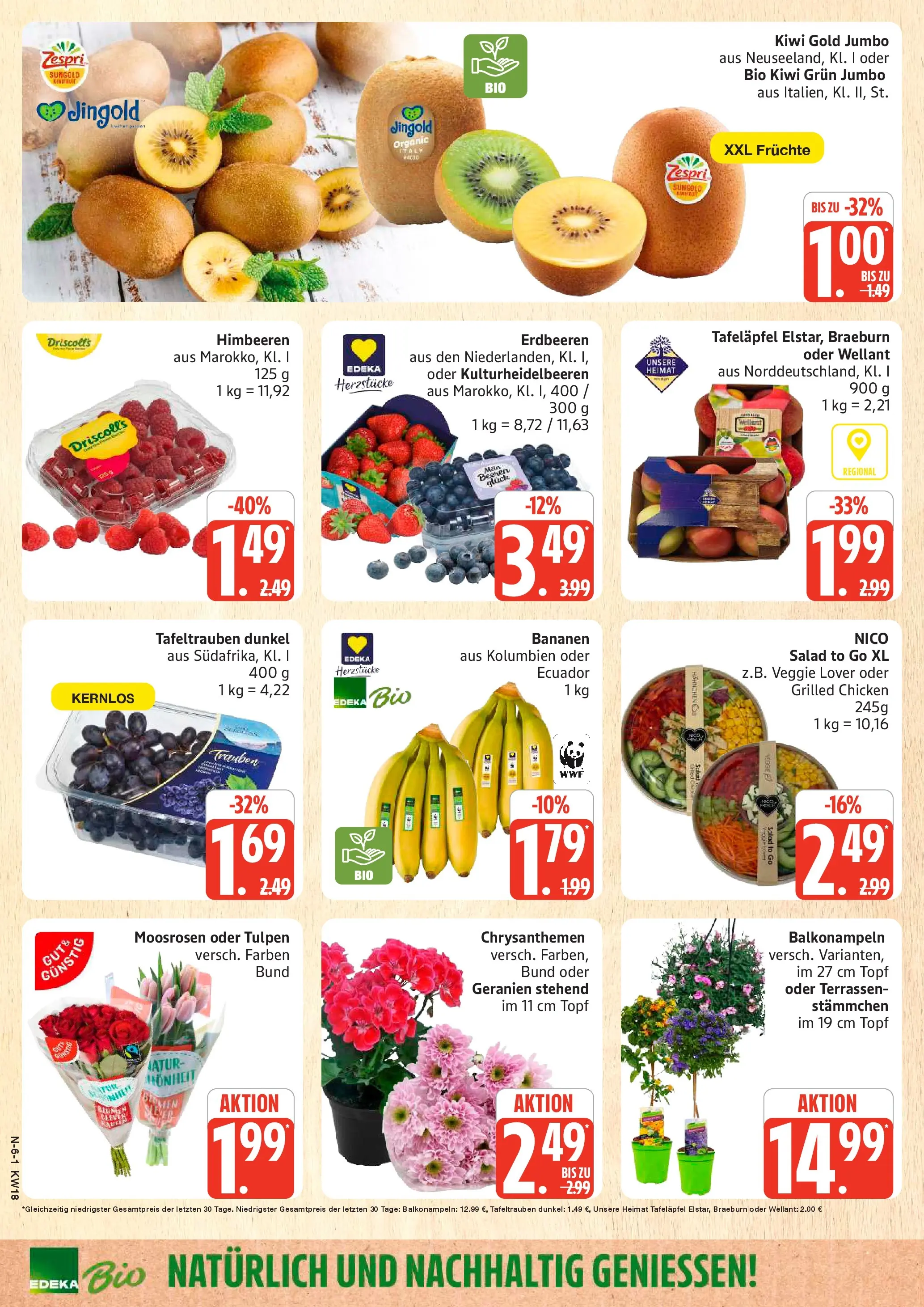 Edeka prospekt Rostock	 (ab 27.04.2026) » Angebote Online | Seite: 6 | Produkte: Blumen, Bananen, Geranien, Kiwi