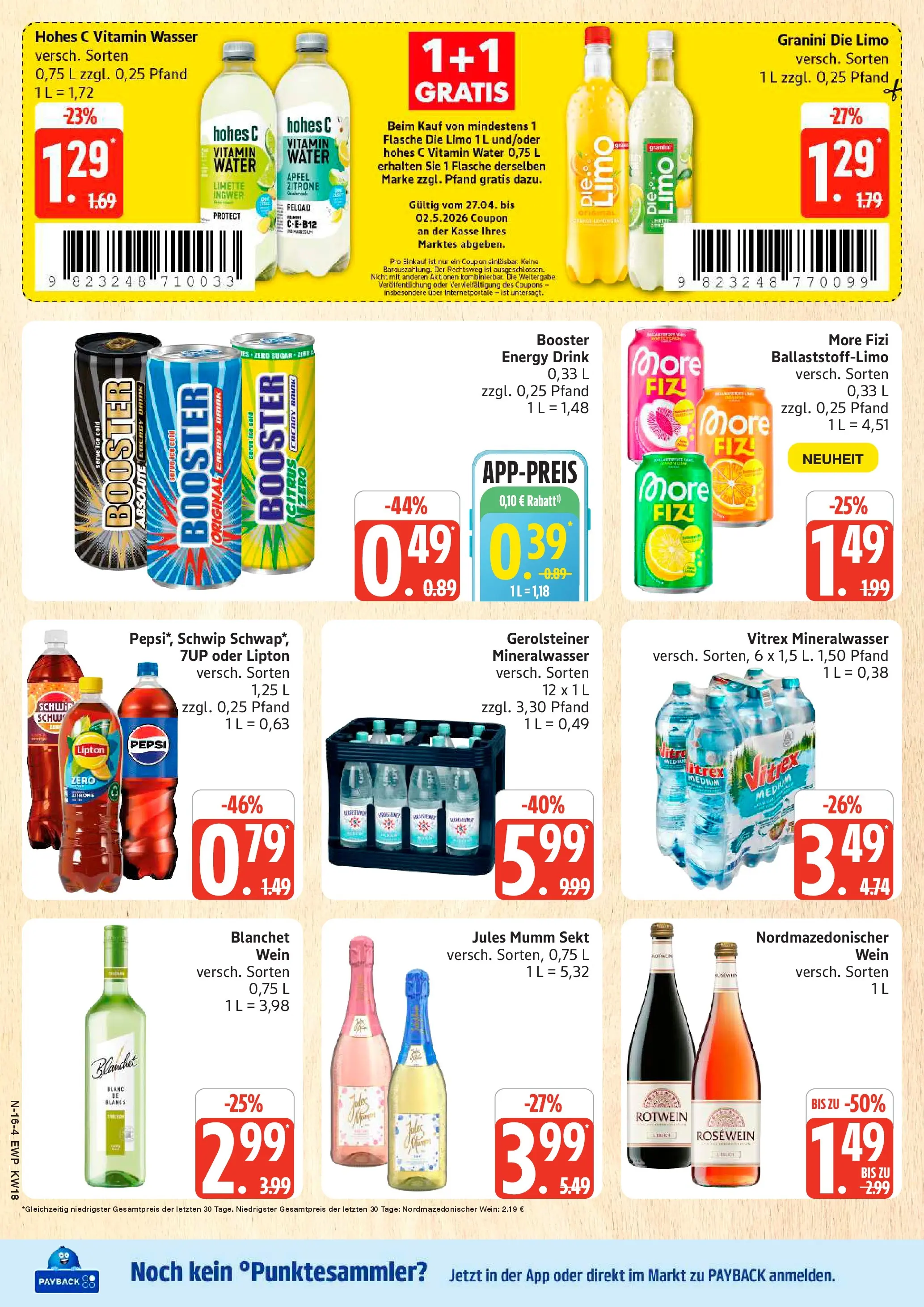 Edeka prospekt Rostock	 (ab 27.04.2026) » Angebote Online | Seite: 16 | Produkte: Mumm sekt, Energy, Äpfel, Wasser