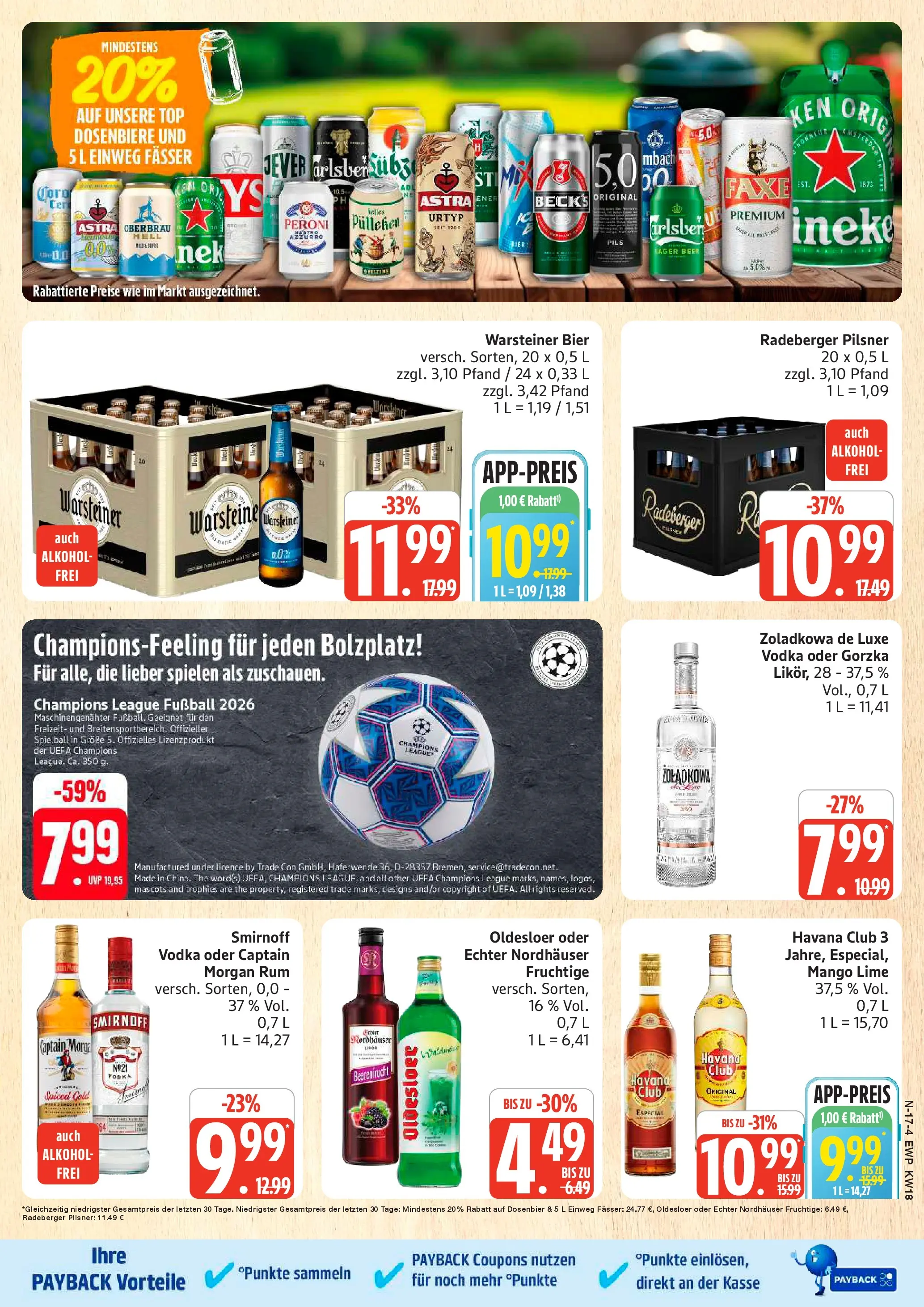 Edeka prospekt Rostock	 (ab 27.04.2026) » Angebote Online | Seite: 17 | Produkte: Likör, Fußball, Mango, Smirnoff